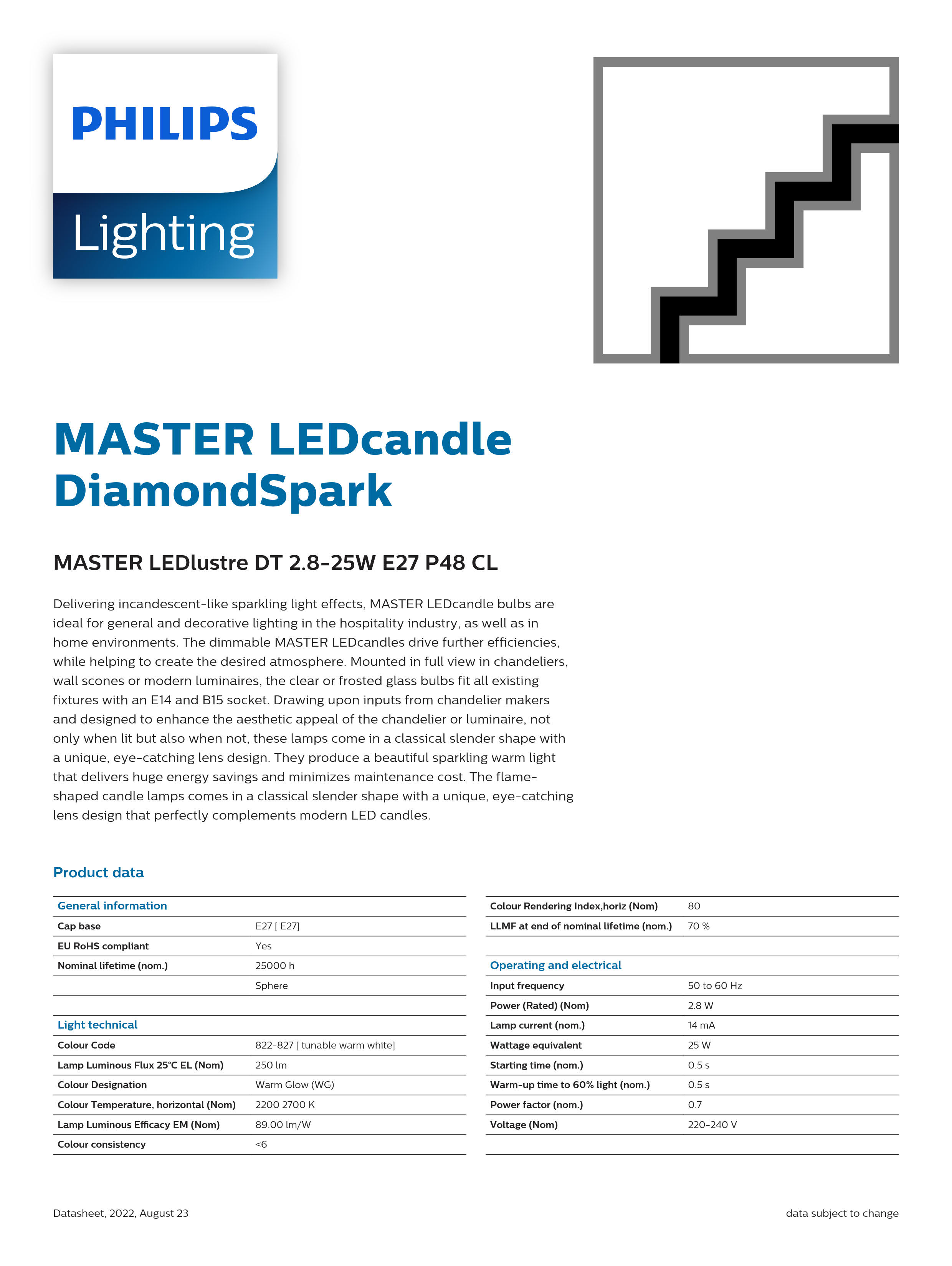 PHILIPS dimmable bulb MASTER LED bulb DT 2.8-25W E27 P48 CL 929002490802