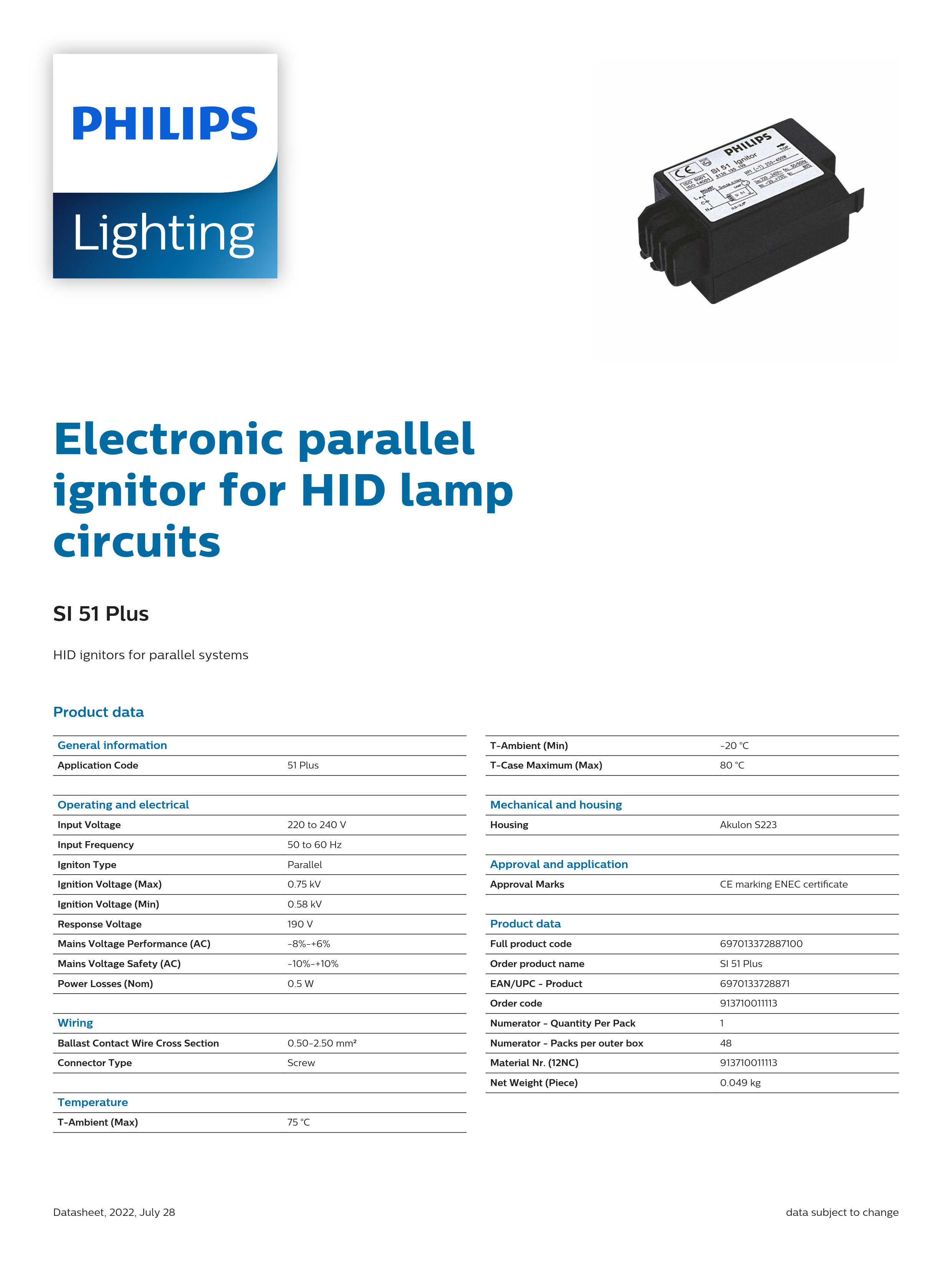 PHILIPS Ignitor SI 51 Plus 913710011113