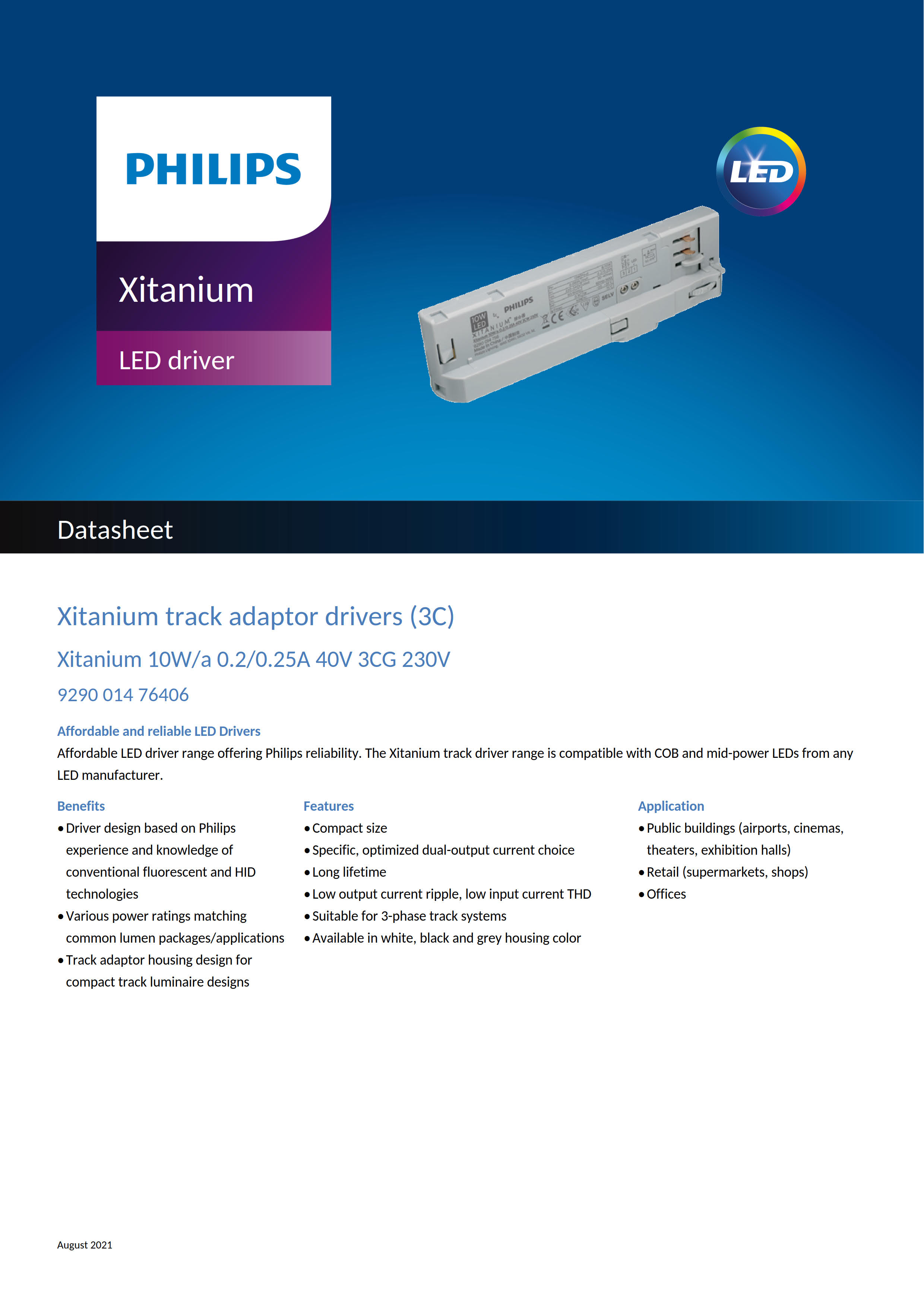 PHILIPS Xitanium 10W/a 0.2/0.25A 40V 3CG 230V 929001476406