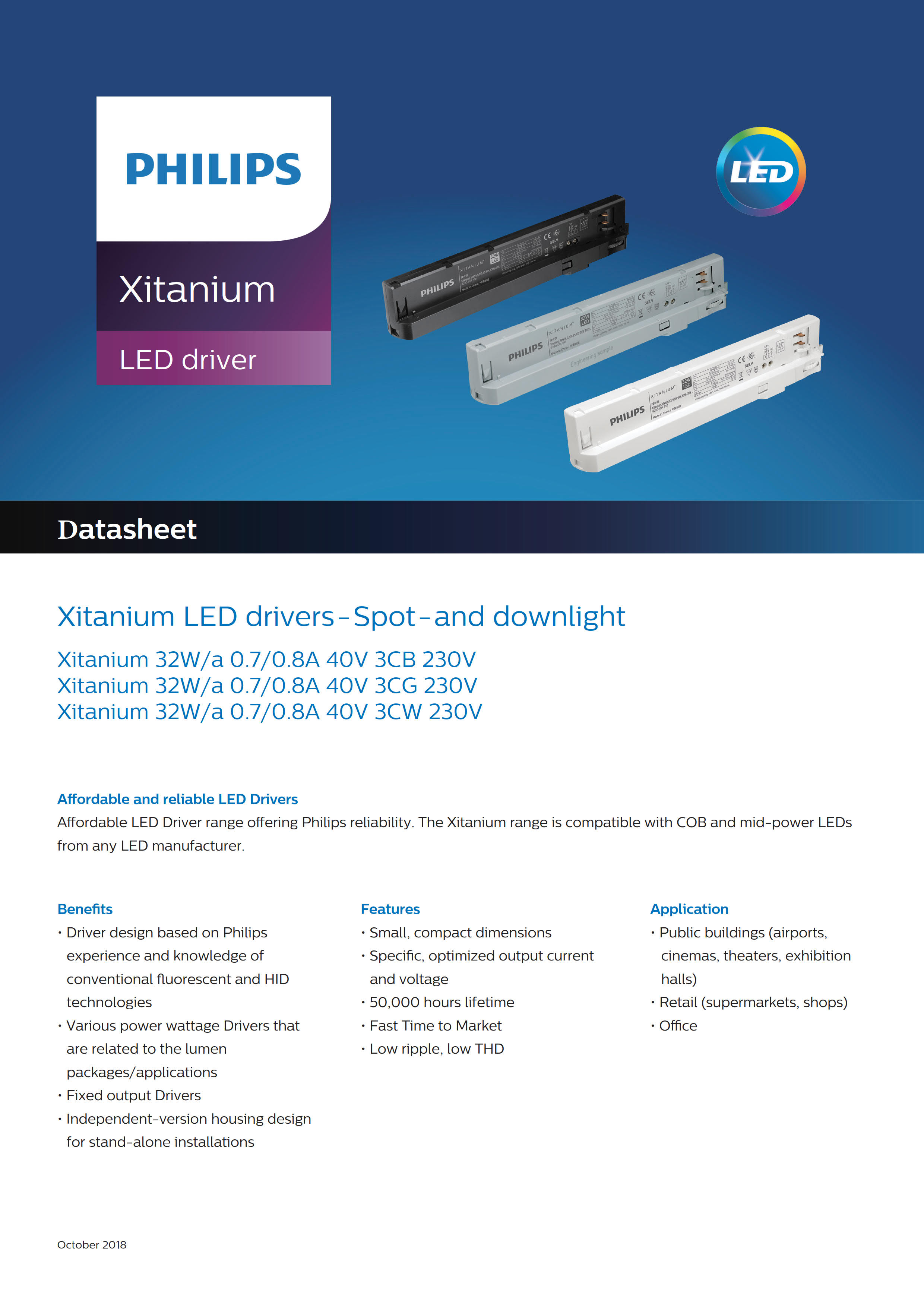PHILIPS Xitanium 32W/a 0.7/0.8A 40V 3CG 230V 929001476606