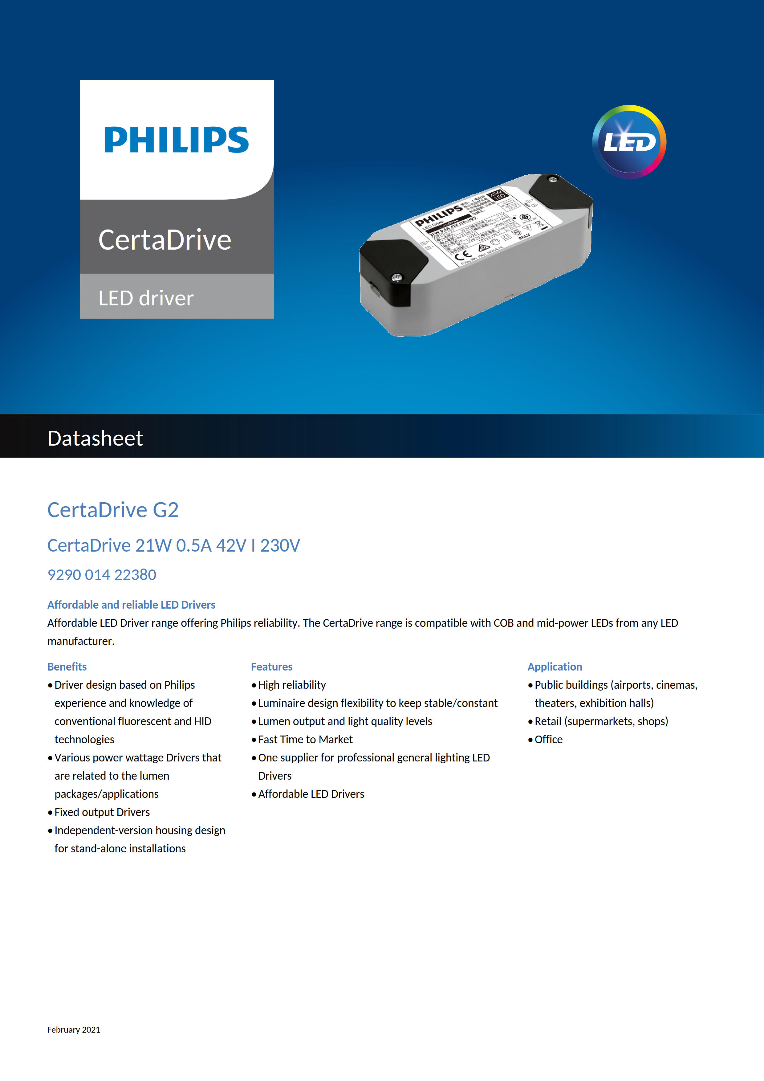PHILIPS CertaDrive 21W 0.5A 42V I 230V 929001422380