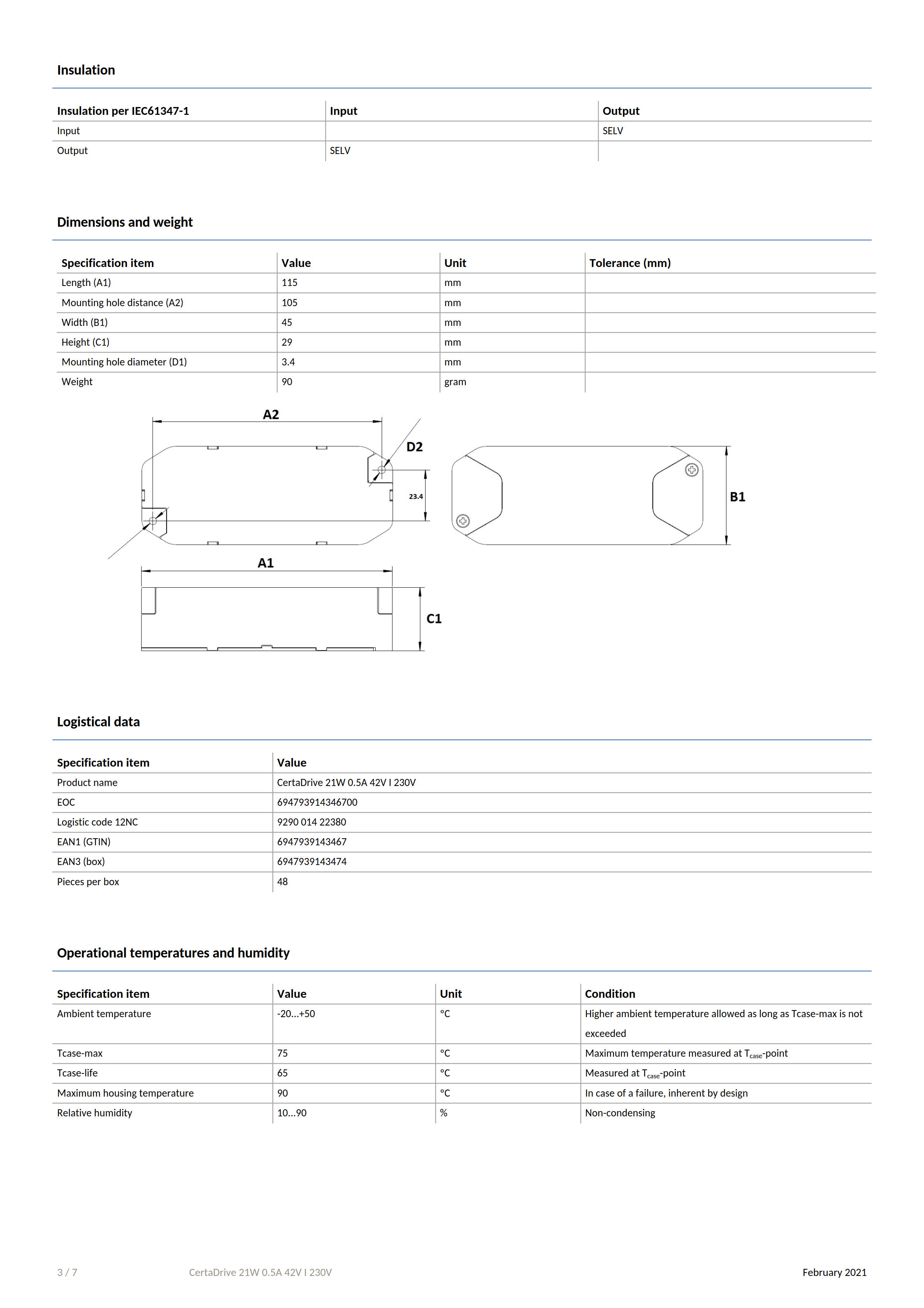 PHILIPS CertaDrive 21W 0.5A 42V I 230V 929001422380