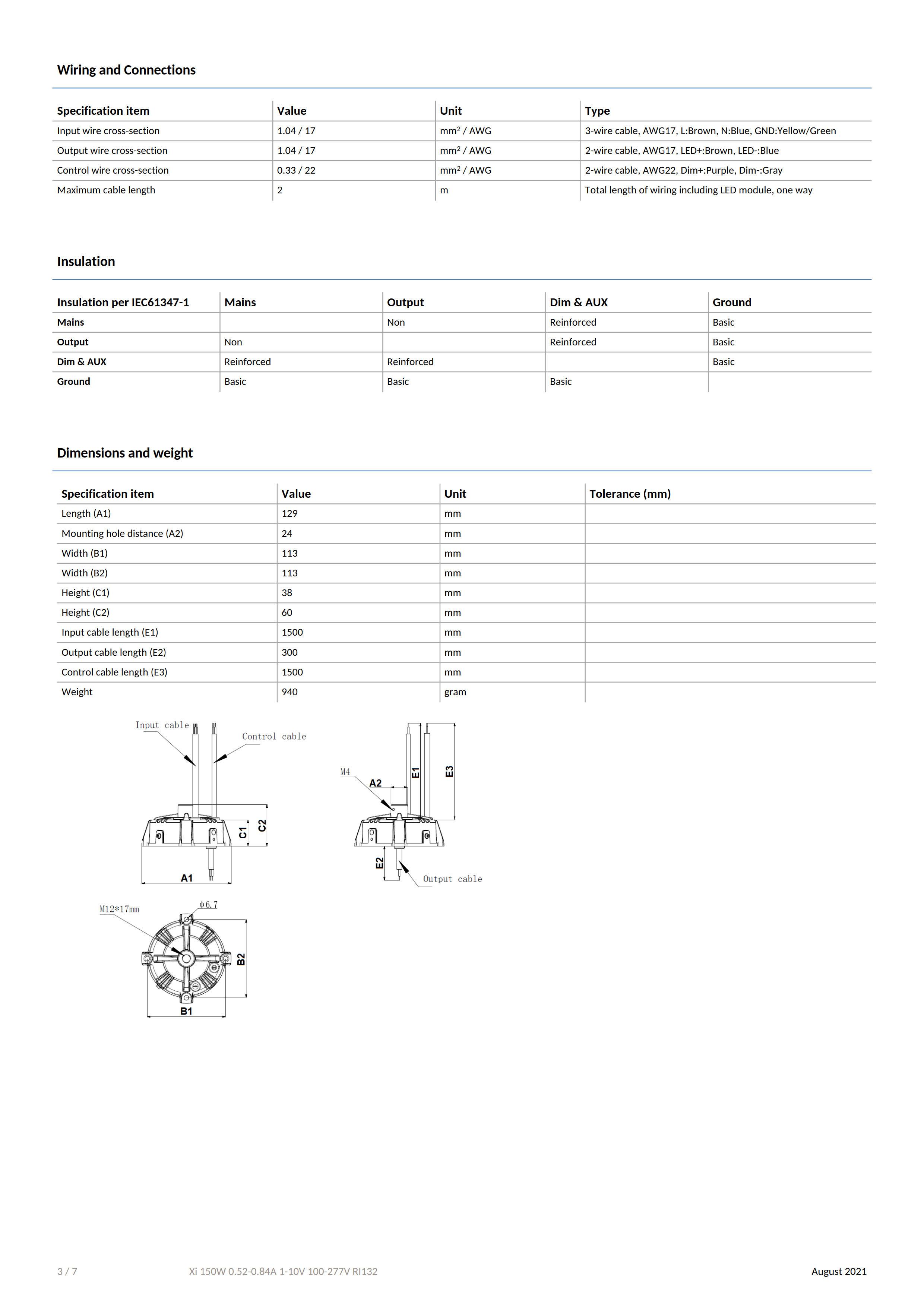 PHILIPS Xitanium High Bay LED Drivers Xi 150W 0.52-0.84A 1-10V 100-277V RI132 929002815180