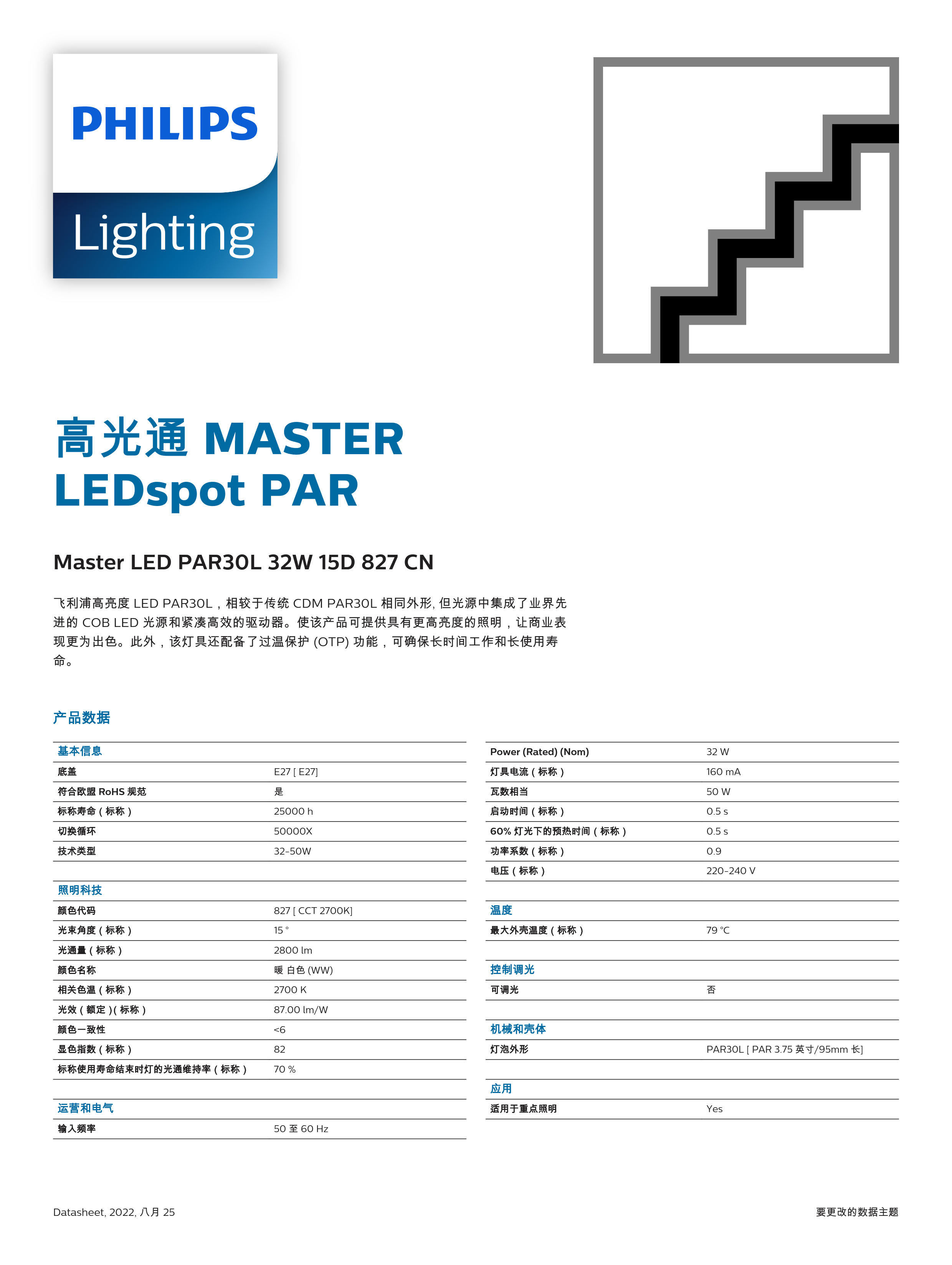 PHILIPS Master LED PAR30L 32W 15D 827 CN 929001354210