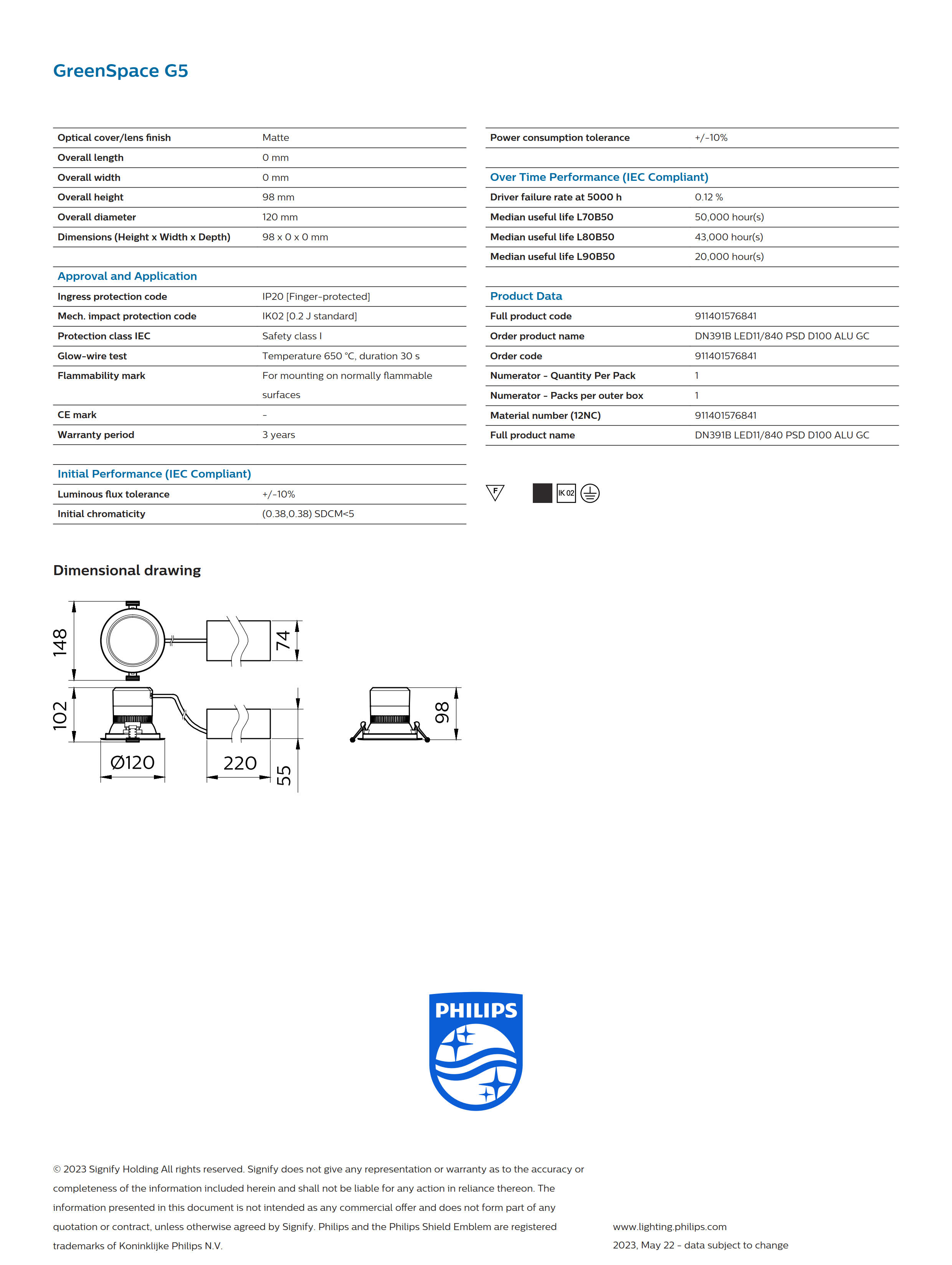 PHILIPS Downlight DN391B LED11/840 PSD D100 ALU GC 911401576841