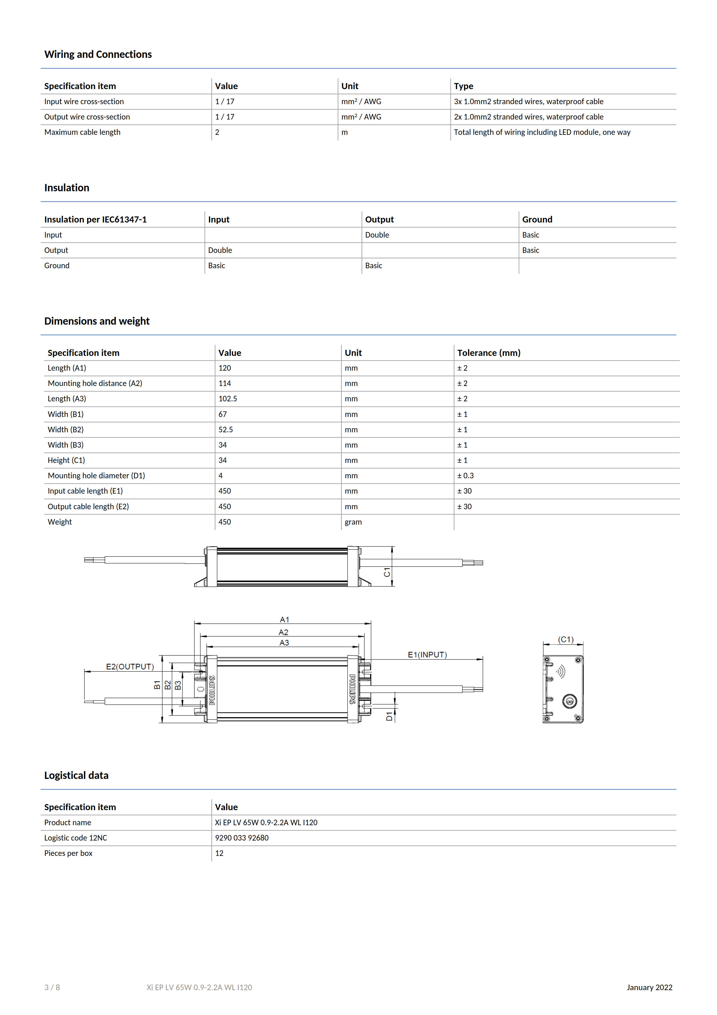 PHILIPS Xitanium driver Outdoor Xi EP LV 65W 0.9-2.2A WL I120 929003392680