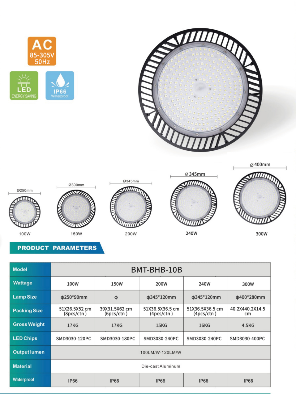 PHILIPS OEM High bay light BMT-BHB-10B PHILIPS led chip Philips driver 5 years warranty