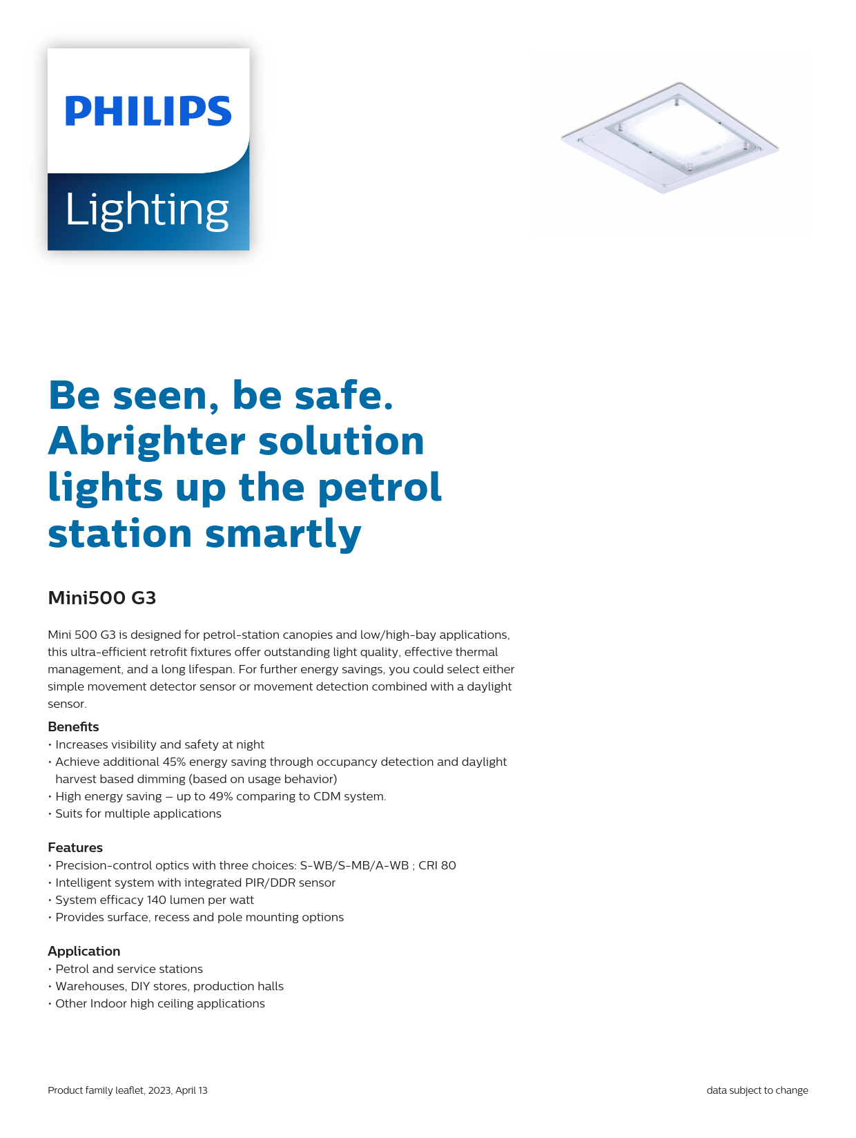 PHILIPS PETROL STATION BCP500 G2 LED125/NW GU5.3 S-WB 911401540151