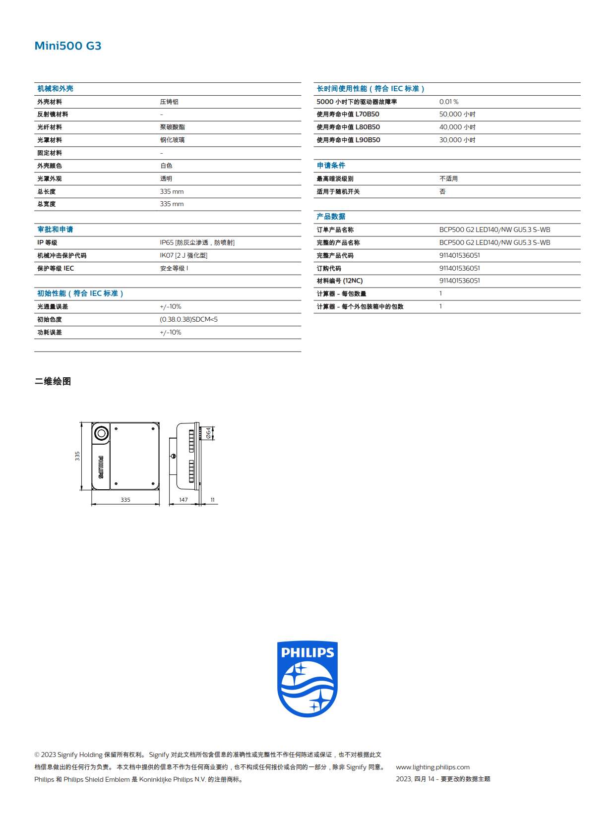 PHILIPS PETROL STATION BCP500 G2 LED140/NW GU5.3 S-WB 911401536051