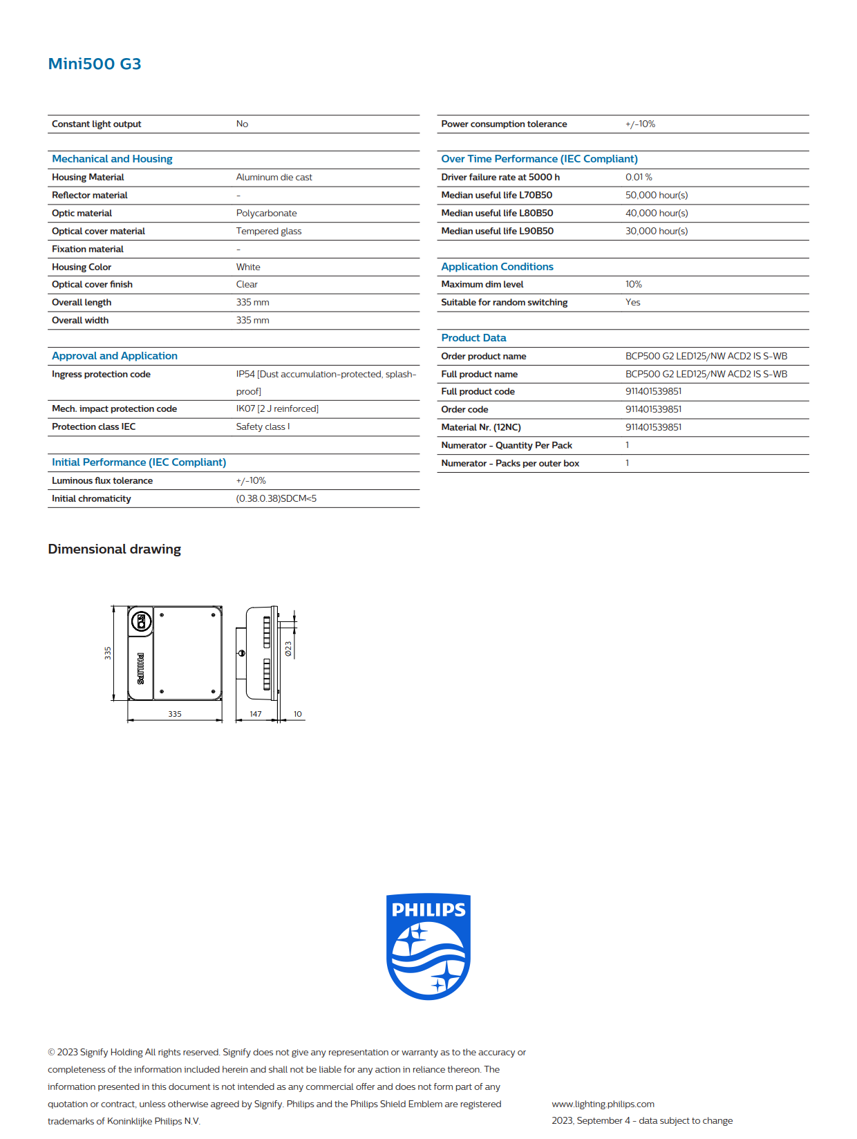 PHILIPS GAS STATION BCP500 G2 LED125/NW ACD2 IS S-WB 911401539851