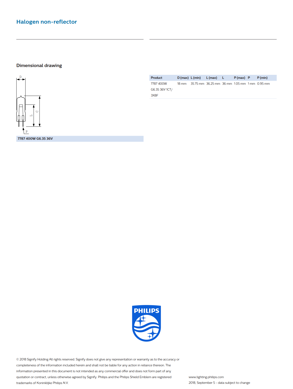 PHILIPS Halogen bulb EVD 7787 36V 400W G6,35 C1Microscope bulbs Surgical shadowless lamp bulbs 924031323306