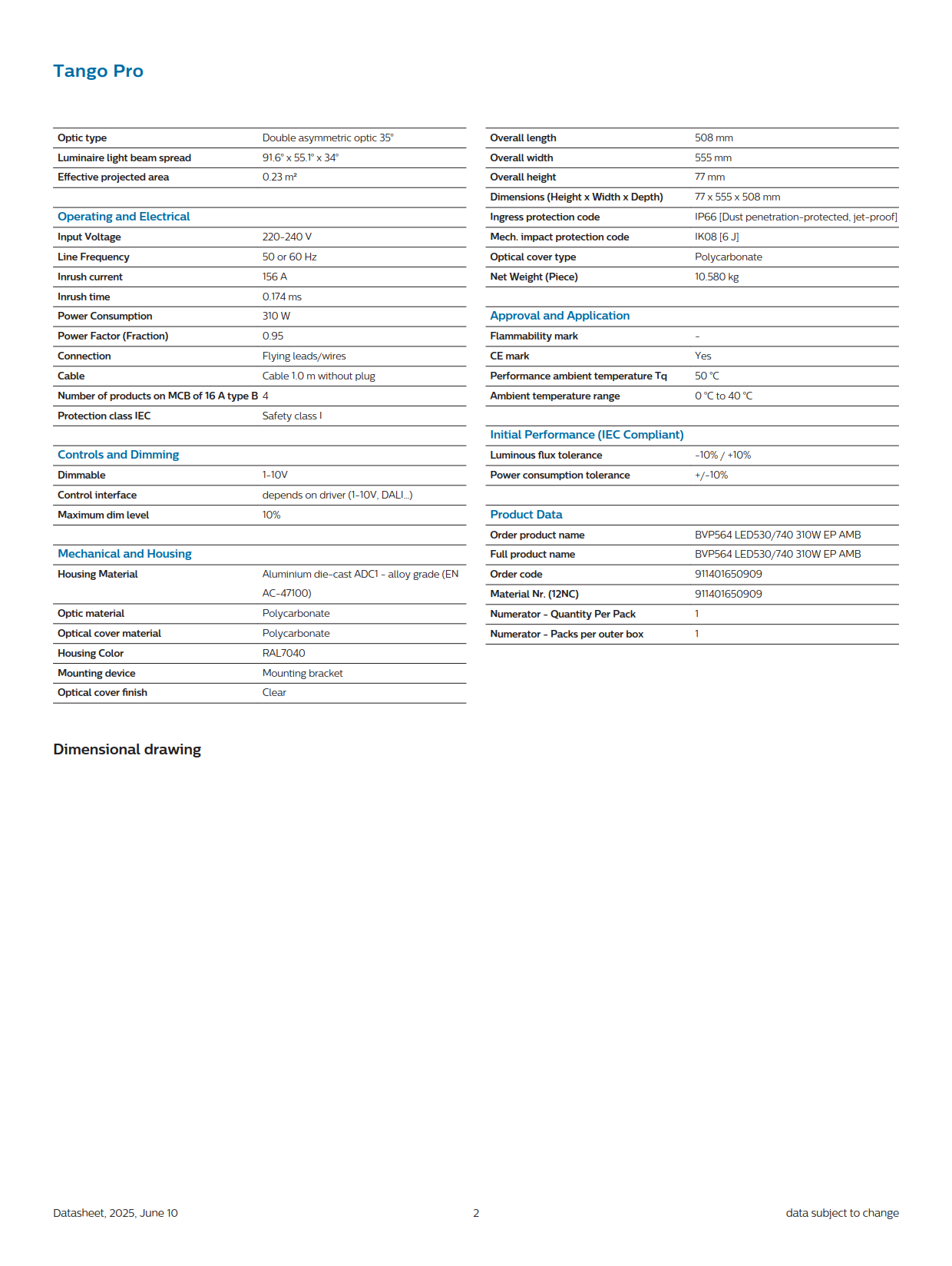 PHILIPS LED Flood Light BVP564 LED530/740 310W EP AMB 911401650909 PHILIPS LED Flood Light BVP564 LED530/740 310W EP AMB 911401650909