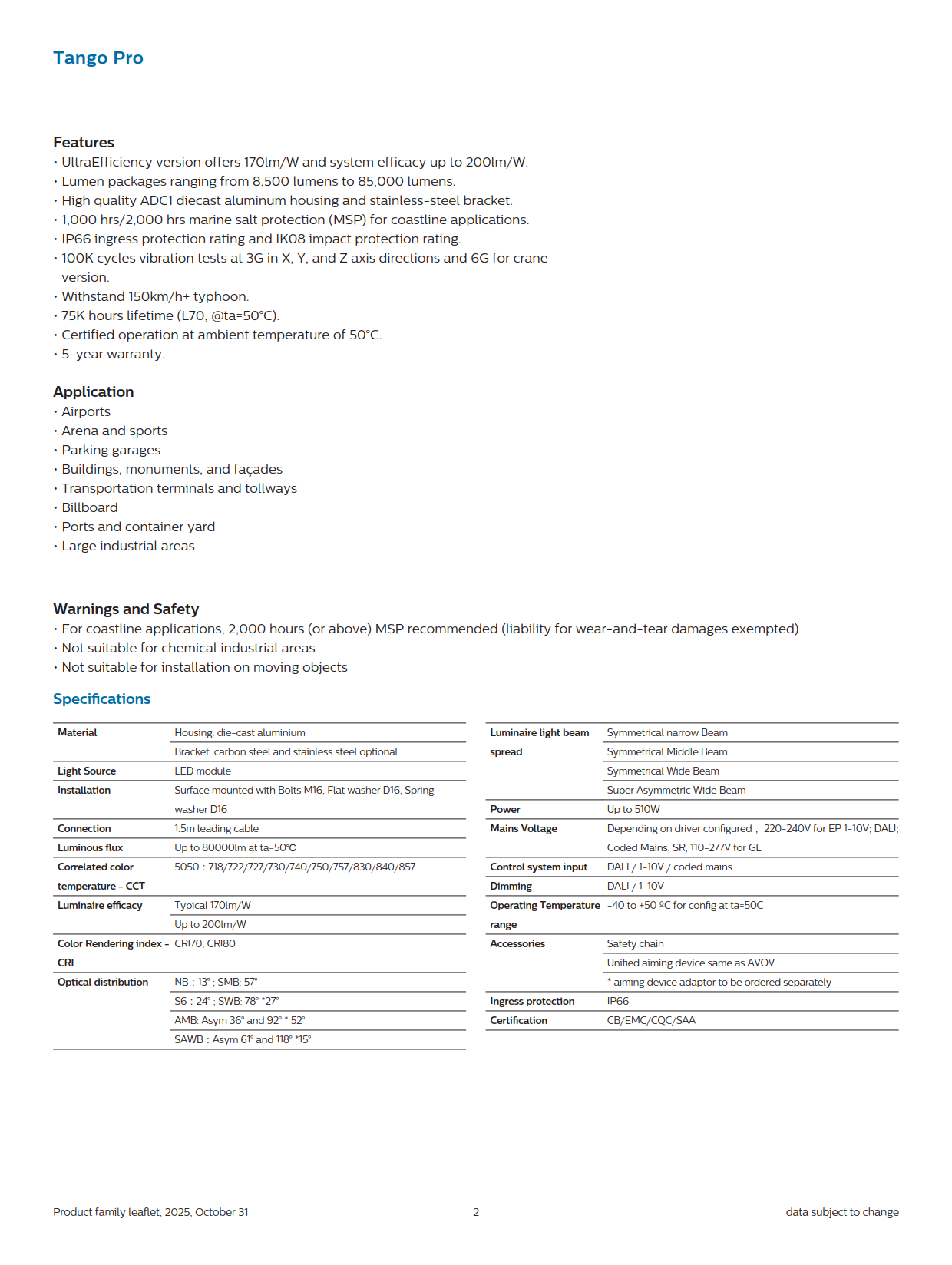 PHILIPS LED Flood Light BVP563 LED342/740 210W FP SMB 911401608209