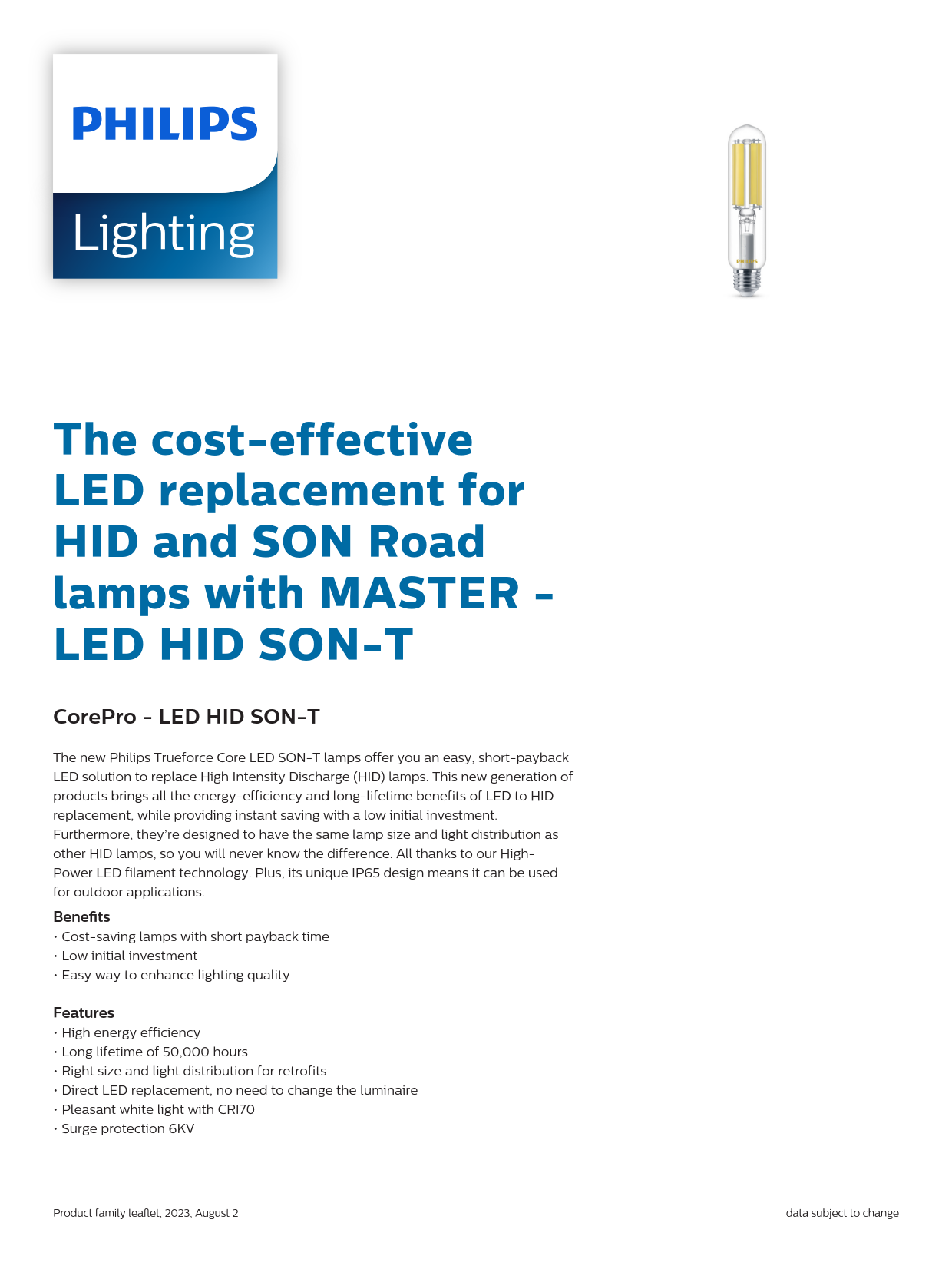 PHILIPS MASTER LED HID SON-T TForce Core LED road 40W 730 E40 MV 929002485202 PHILIPS MASTER LED HID SON-T TForce Core LED road 40W 730 E40 MV 929002485202