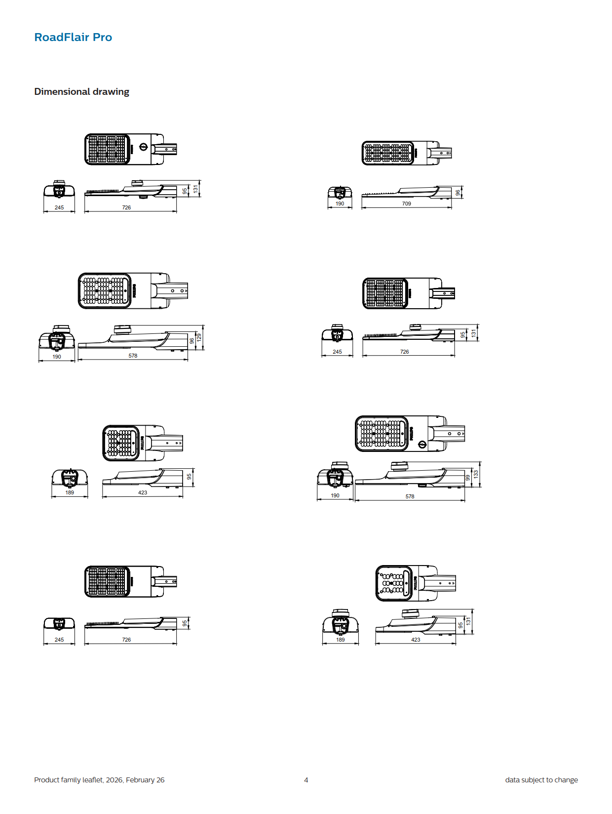 PHILIPS LED Street Light  BRP594 LED289/WW 180W DW2 PSA GC 911401659308