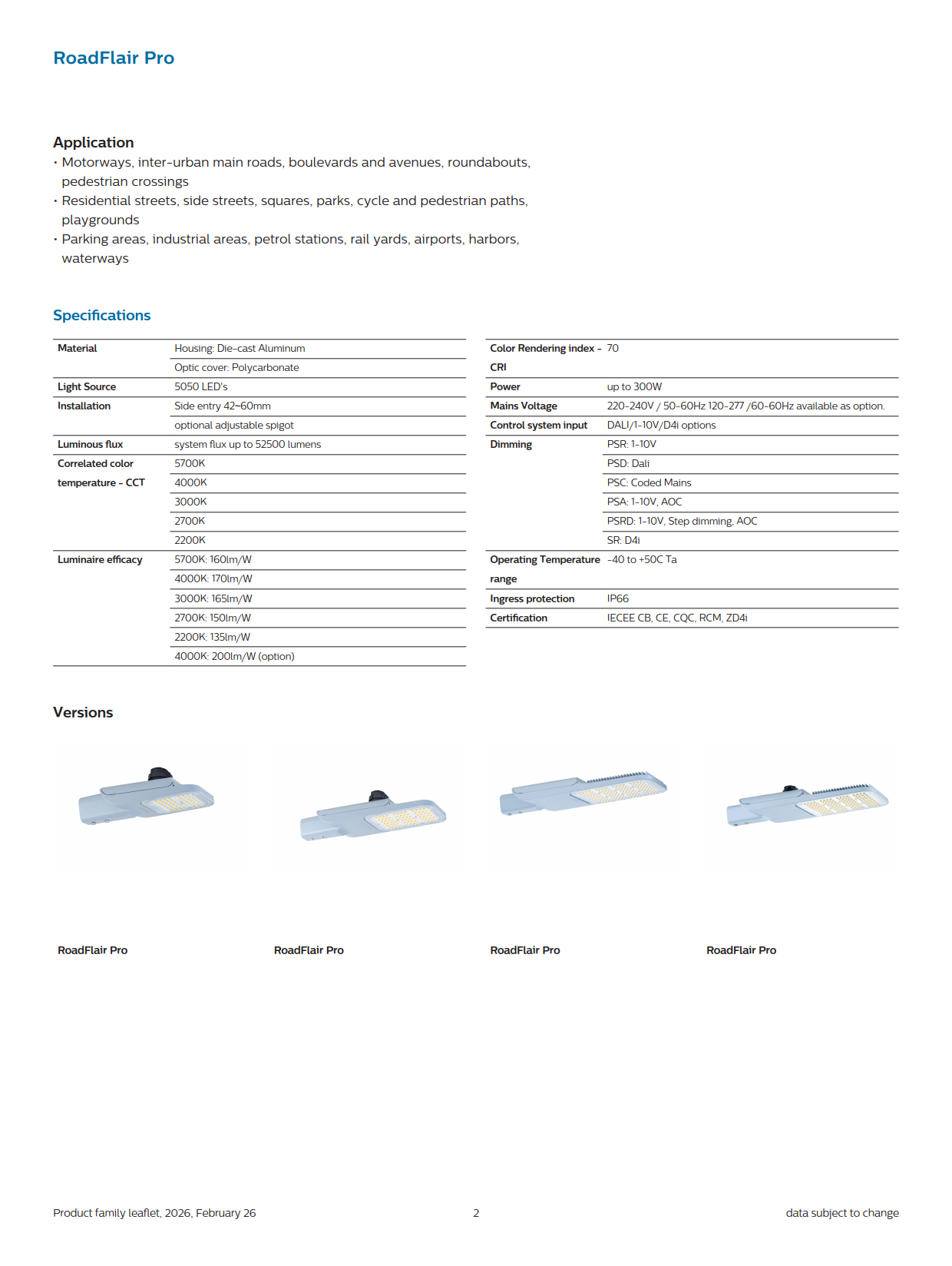 PHILIPS LED Street Light BRP594 LED342/WW 220W DW2 PSA GC 911401660108