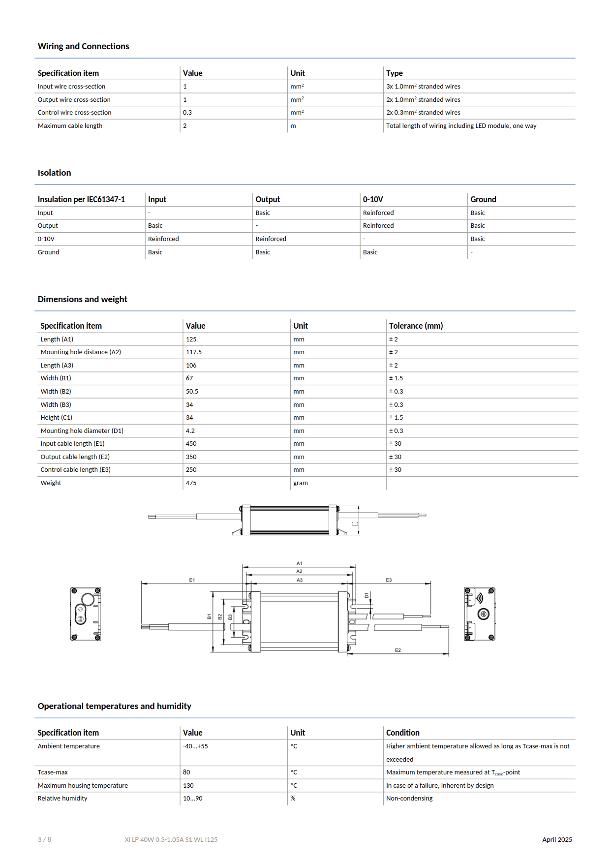 PHILIPS Outdoor driver Xitanium LITE Programmable LED Drivers Xi LP 40W 0.3-1.05A S1 WL I125 929003876580