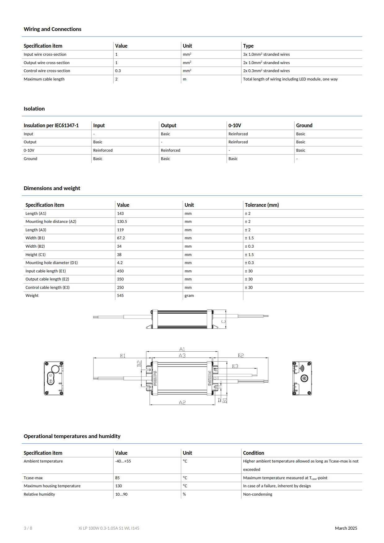PHILIPS Outdoor driver Xitanium LITE Programmable LED Drivers Xi LP 100W 0.3-1.05A S1 WL I145 929003876780
