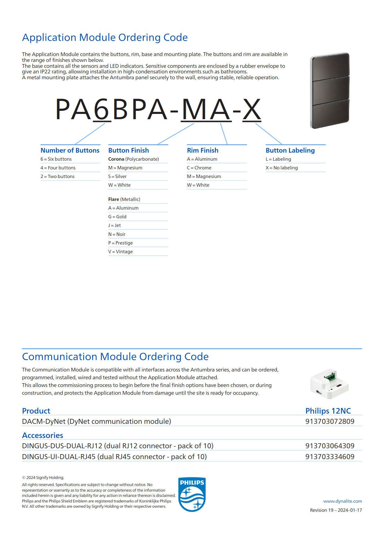 PHILIPS Dynalite PA2BPA PA4BPA PA6BPA PAxBPA AntumbraButton user interface PHILIPS Dynalite PA2BPA PA4BPA PA6BPA PAxBPA AntumbraButton user interface
