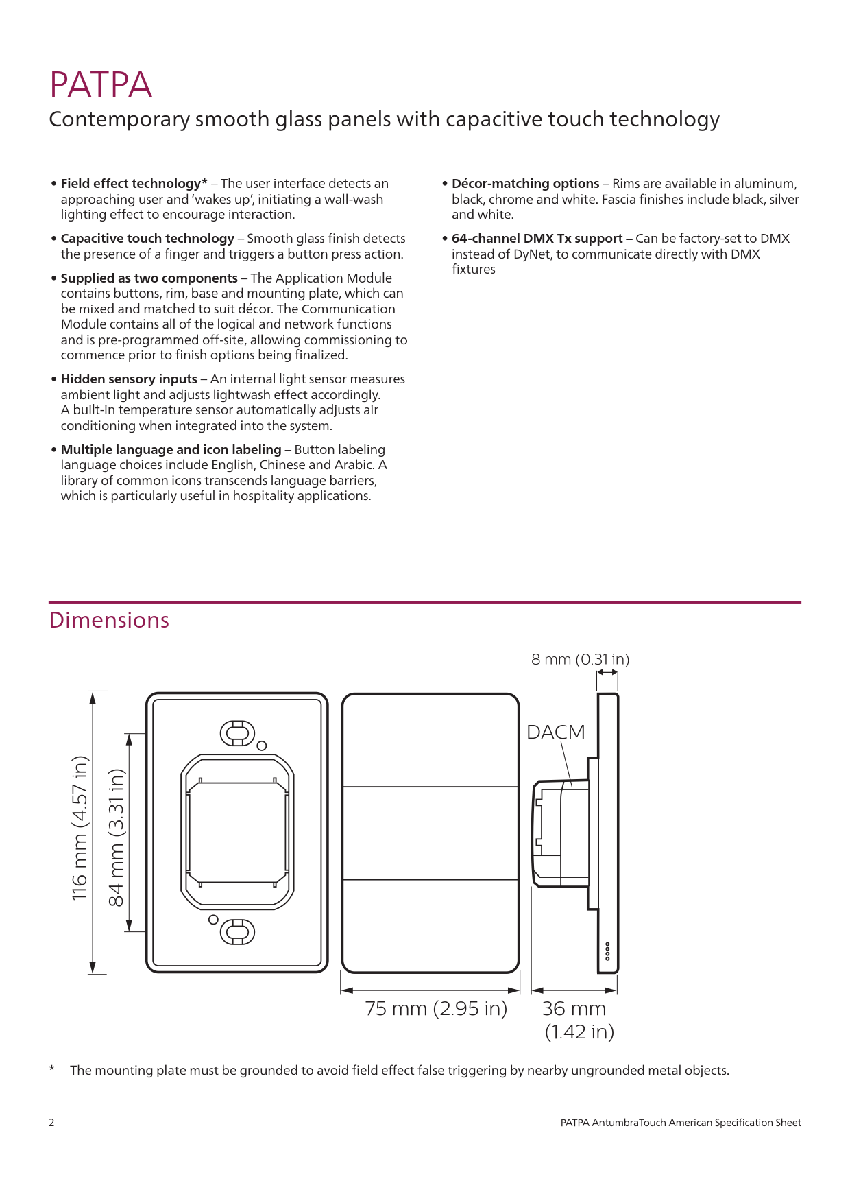 PHILIPS Dynalite PATPA AntumbraTouch American User Interfaces