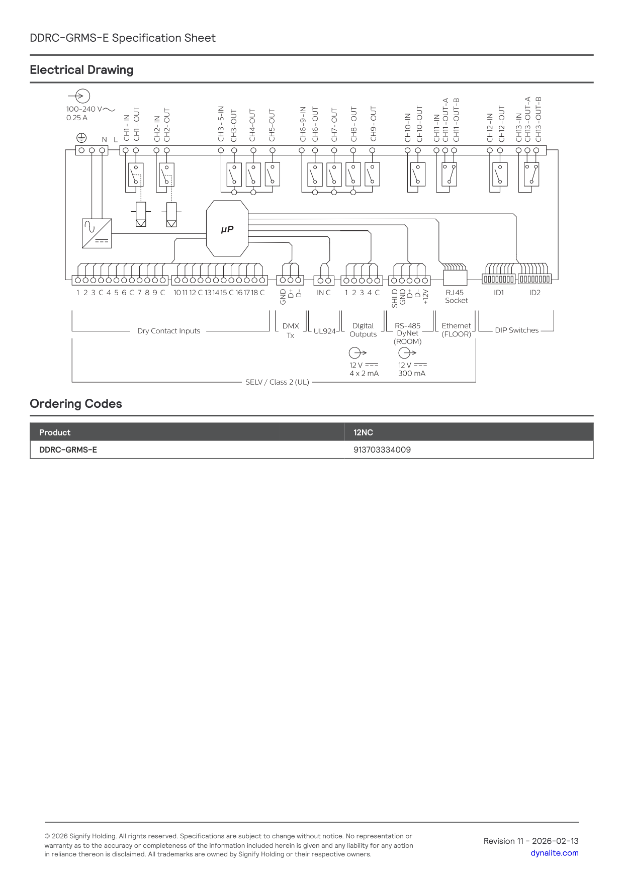 Signify Dynalite PHILIPS Dynalite DDRC-GRMS-E Multi-protocol Switching Room Controller 913703334009 Signify Dynalite PHILIPS Dynalite DDRC-GRMS-E Multi-protocol Switching Room Controller 913703334009
