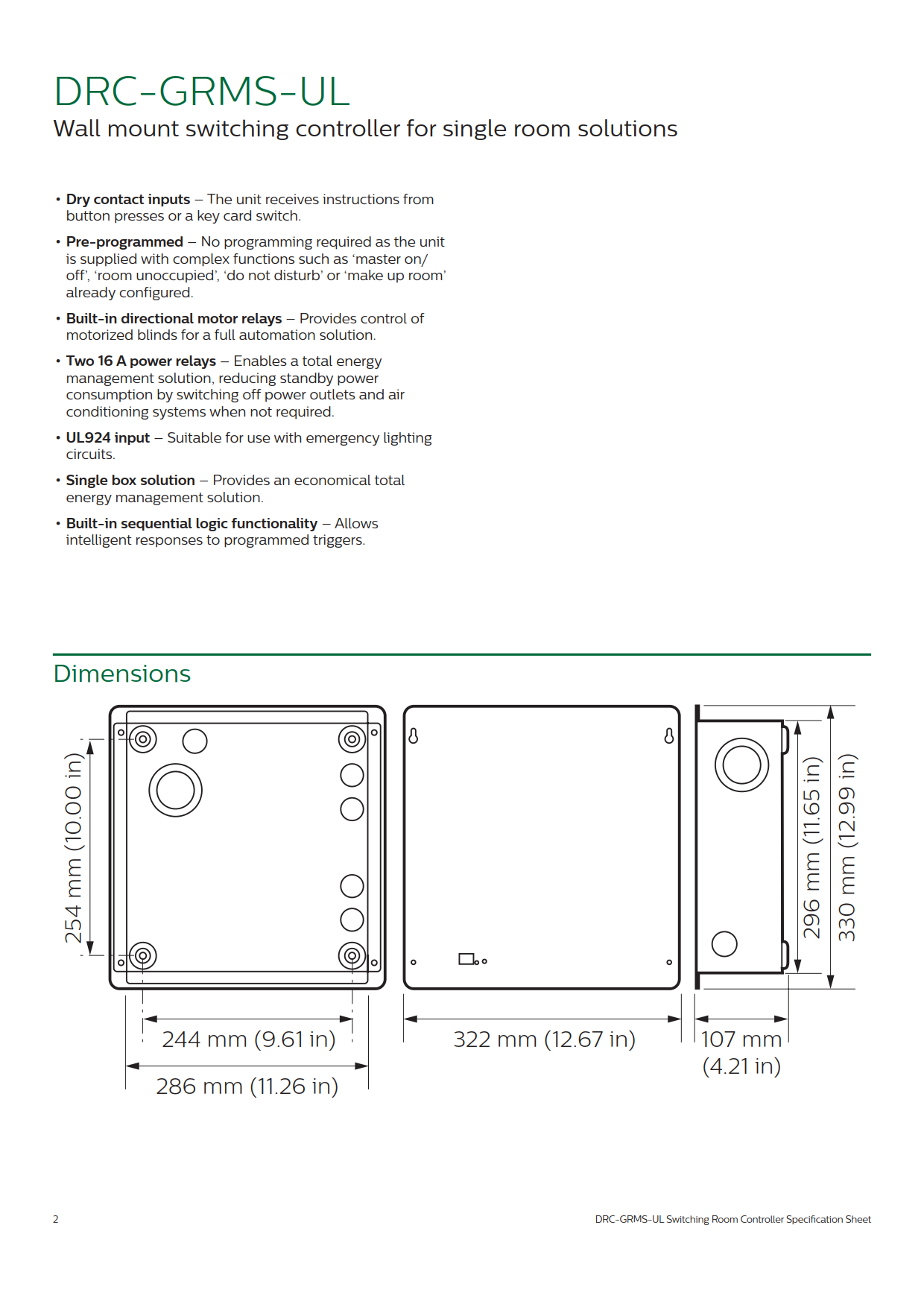 Signify Dynalite PHILIPS Dynalite DRC-GRMS-UL Switching Room Controller 913703331109 Signify Dynalite PHILIPS Dynalite DRC-GRMS-UL Switching Room Controller 913703331109