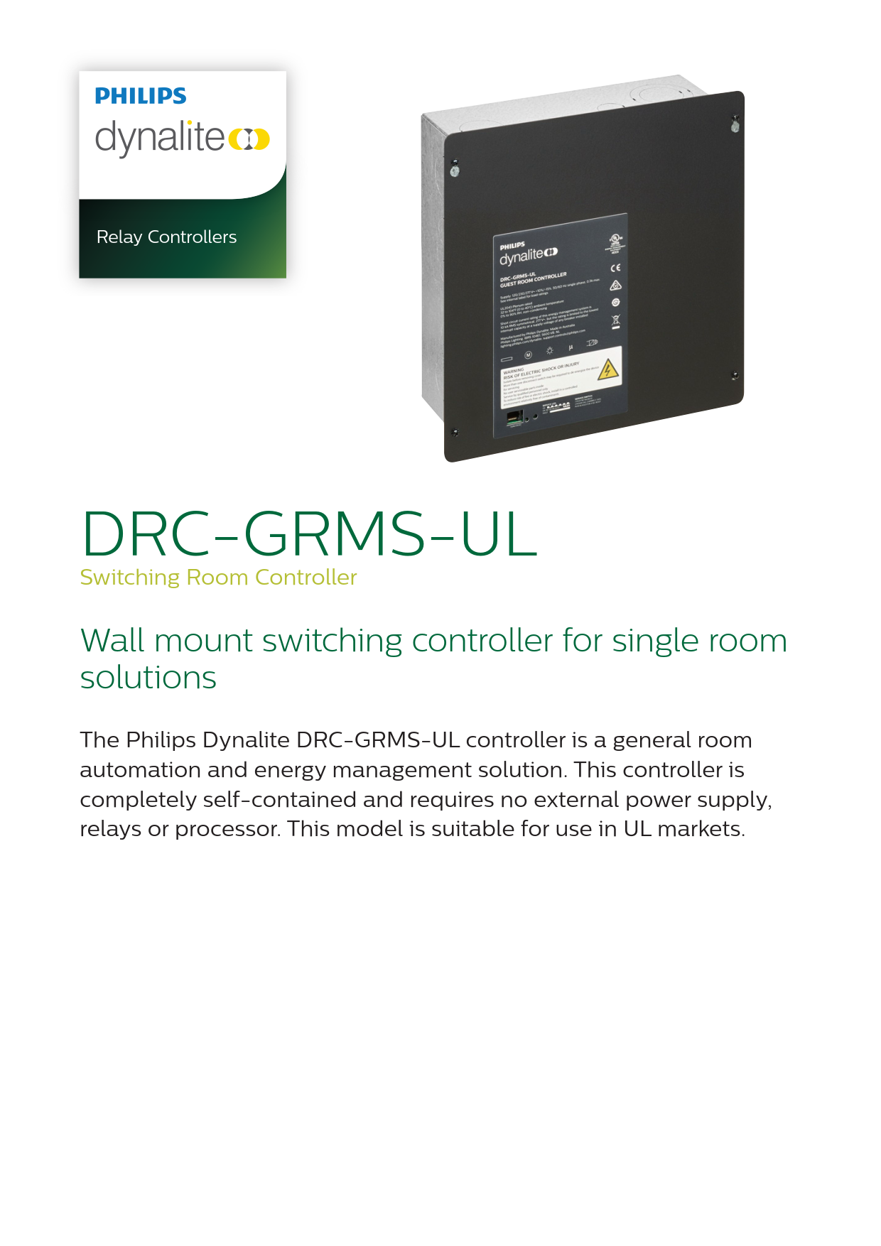 Signify Dynalite PHILIPS Dynalite DRC-GRMS-UL Switching Room Controller 913703331109 Signify Dynalite PHILIPS Dynalite DRC-GRMS-UL Switching Room Controller 913703331109