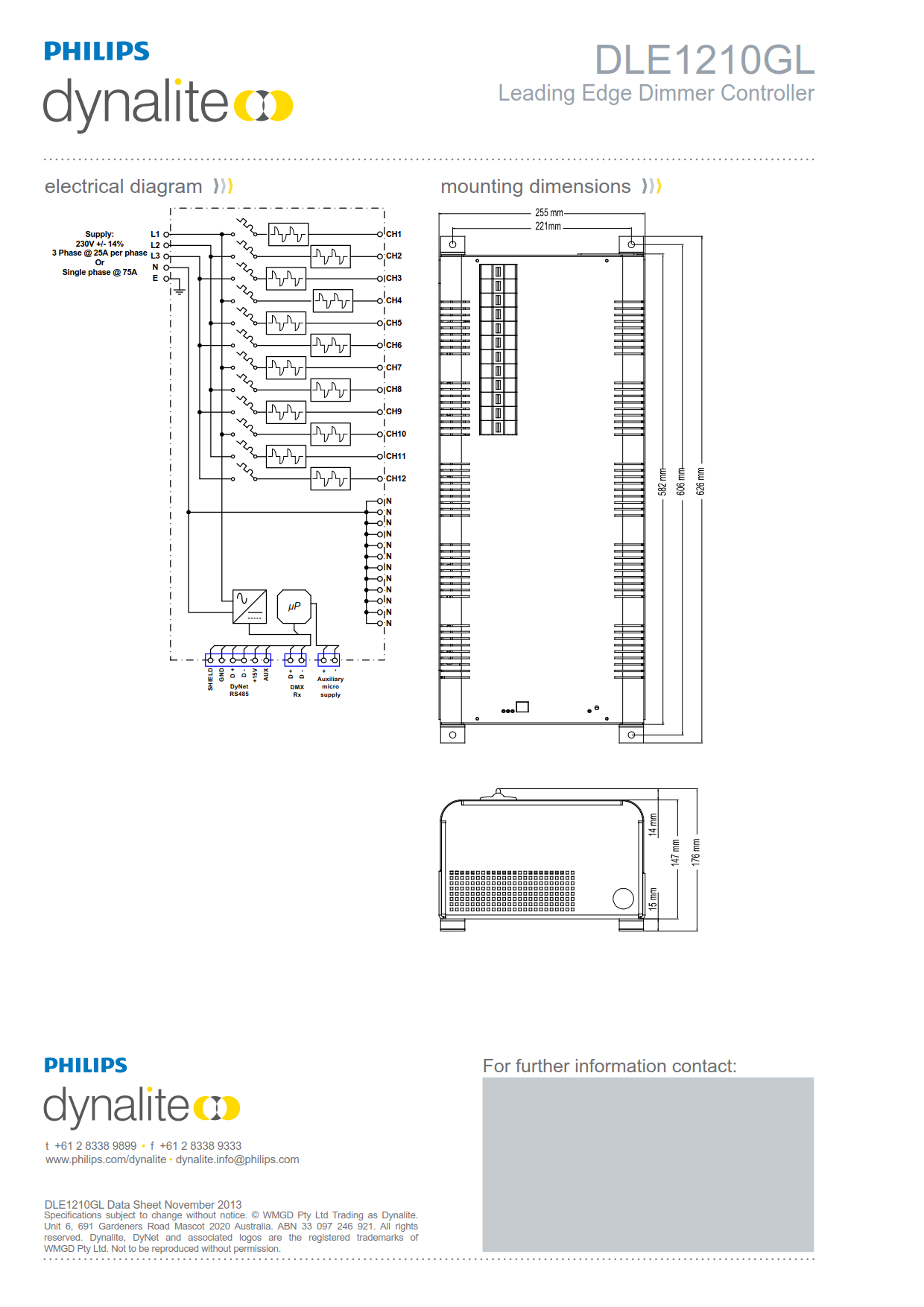 Signify Dynalite PHILIPS Dynalite DLE1210GL Leading Edge Dimmer Controller 913703014009 Signify Dynalite PHILIPS Dynalite DLE1210GL Leading Edge Dimmer Controller 913703014009