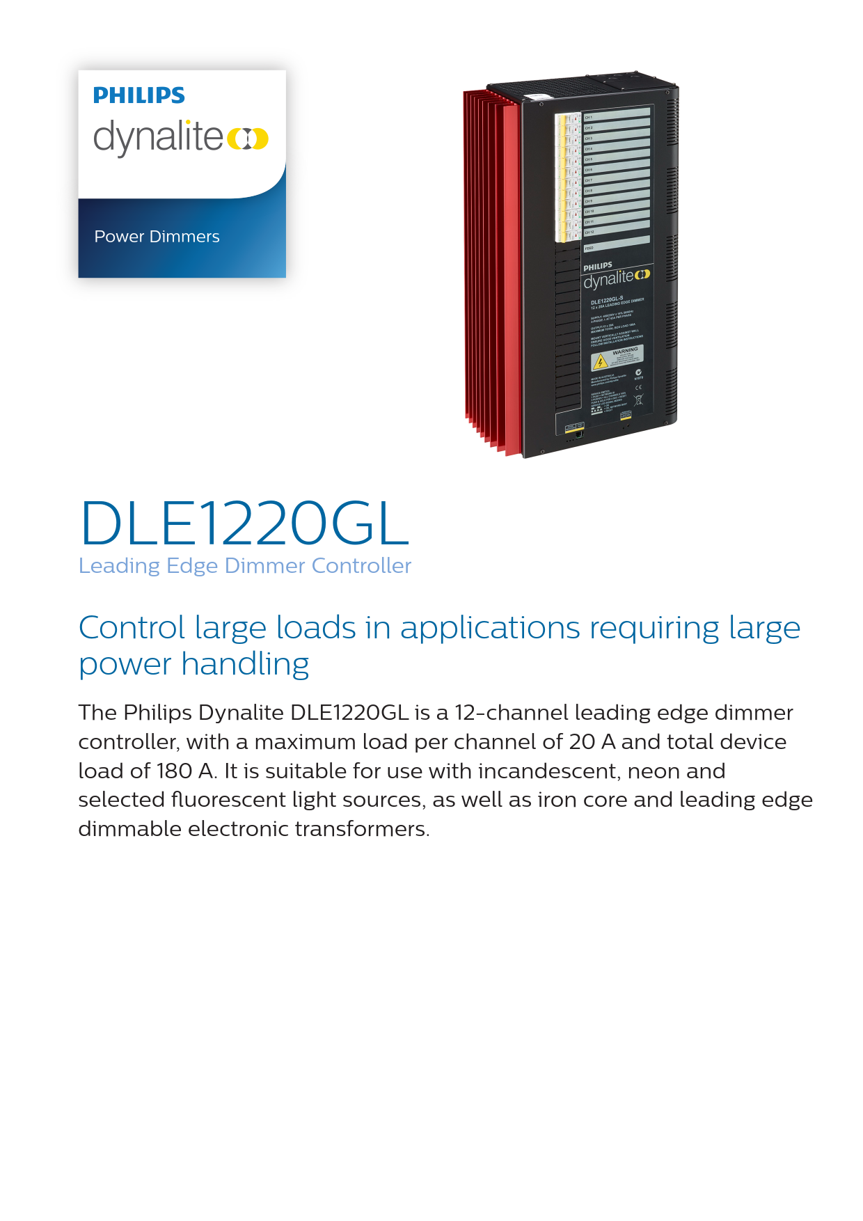 Signify Dynalite PHILIPS Dynalite DLE1220GL Leading Edge Dimmer Controller 913703016009 Signify Dynalite PHILIPS Dynalite DLE1220GL Leading Edge Dimmer Controller 913703016009