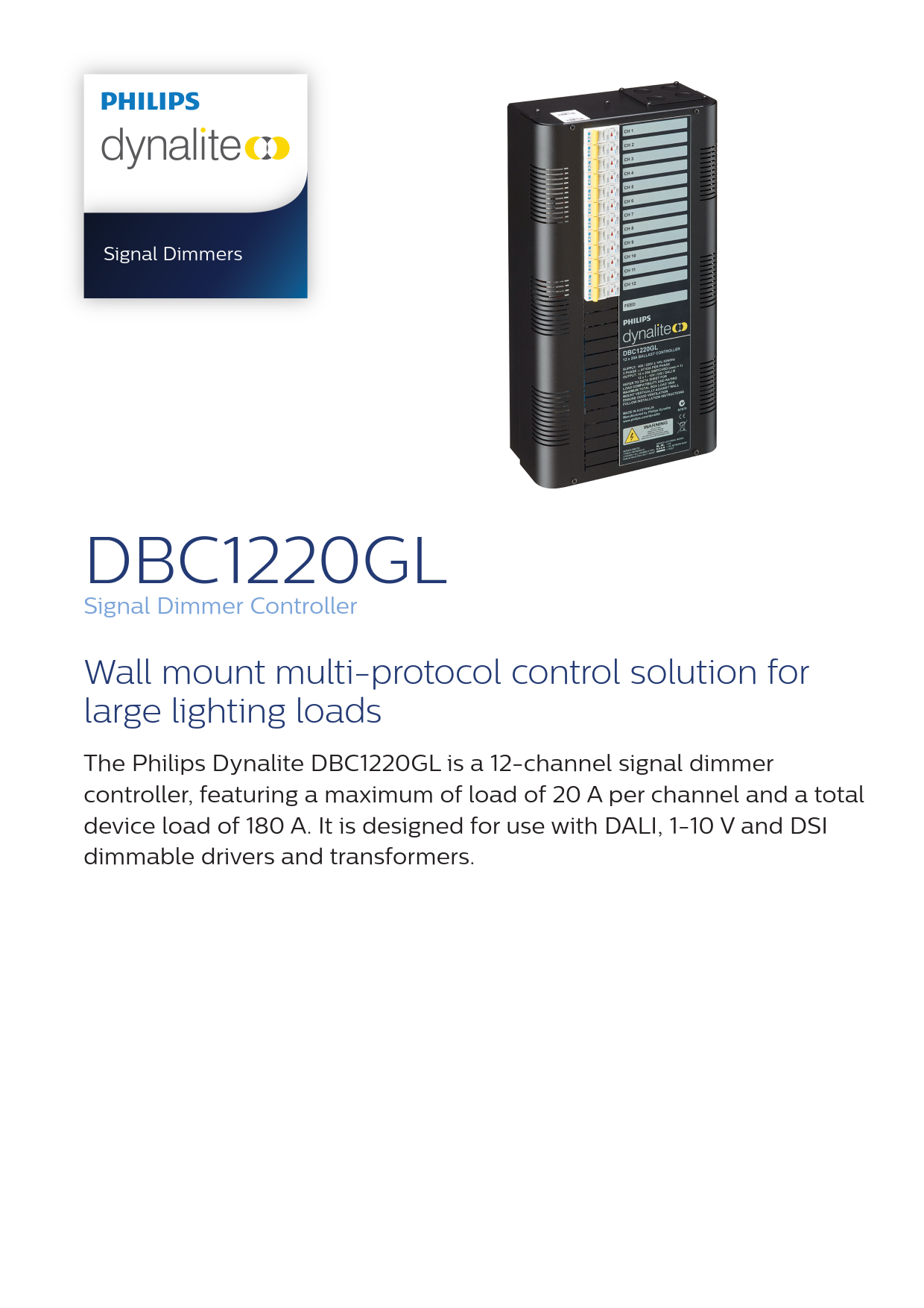 Signify Dynalite PHILIPS Dynalite DBC1220GL Signal Dimmer Controller 913703038009 Signify Dynalite PHILIPS Dynalite DBC1220GL Signal Dimmer Controller 913703038009