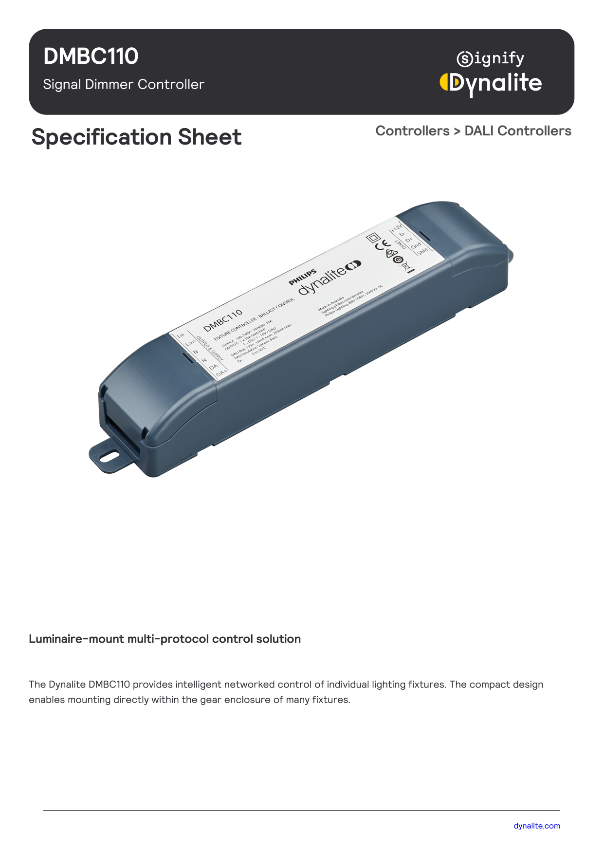 Signify Dynalite PHILIPS Dynalite DMBC110 Signal Dimmer Controller 913703030009 Signify Dynalite PHILIPS Dynalite DMBC110 Signal Dimmer Controller 913703030009