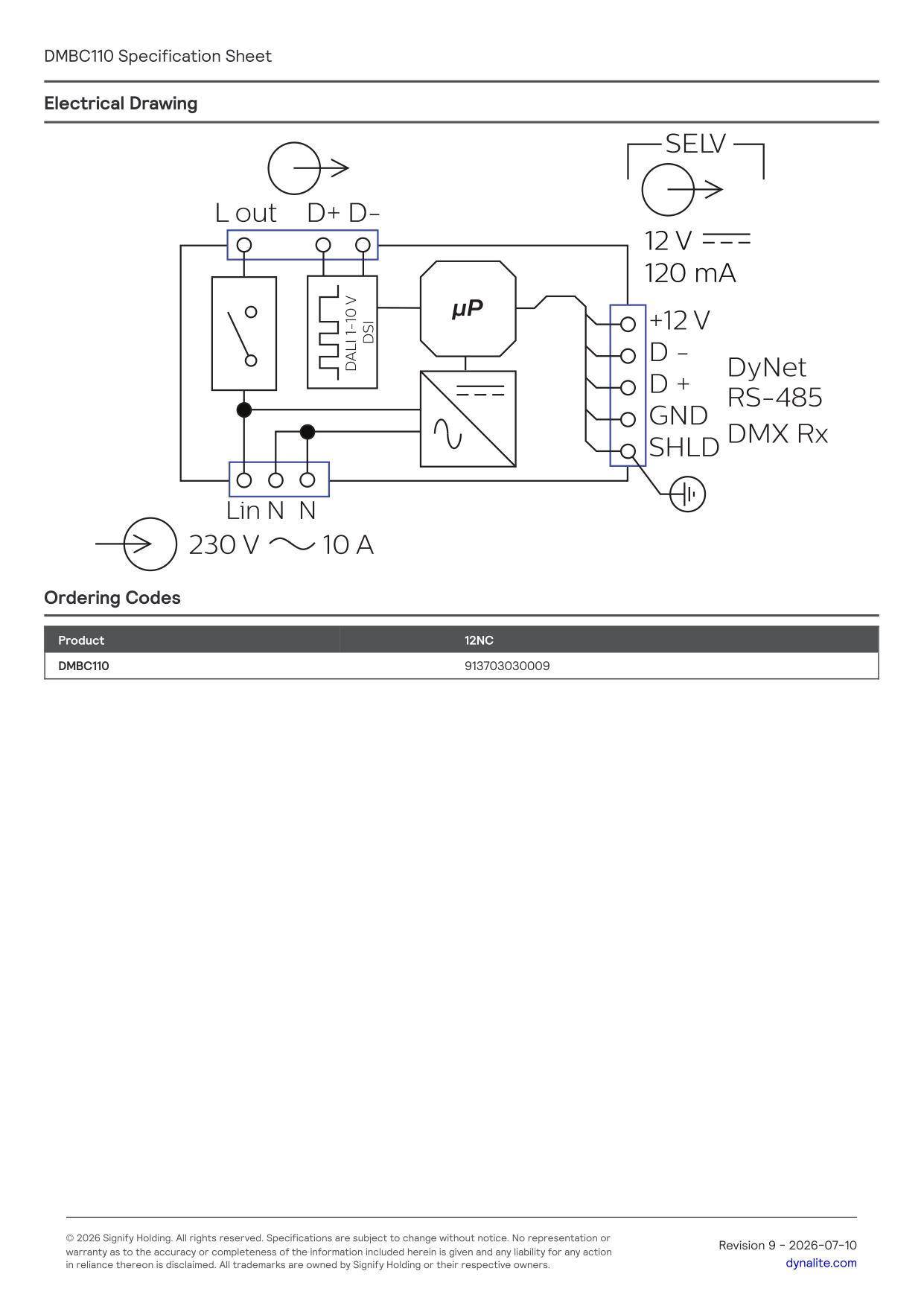 Signify Dynalite PHILIPS Dynalite DMBC110 Signal Dimmer Controller 913703030009 Signify Dynalite PHILIPS Dynalite DMBC110 Signal Dimmer Controller 913703030009