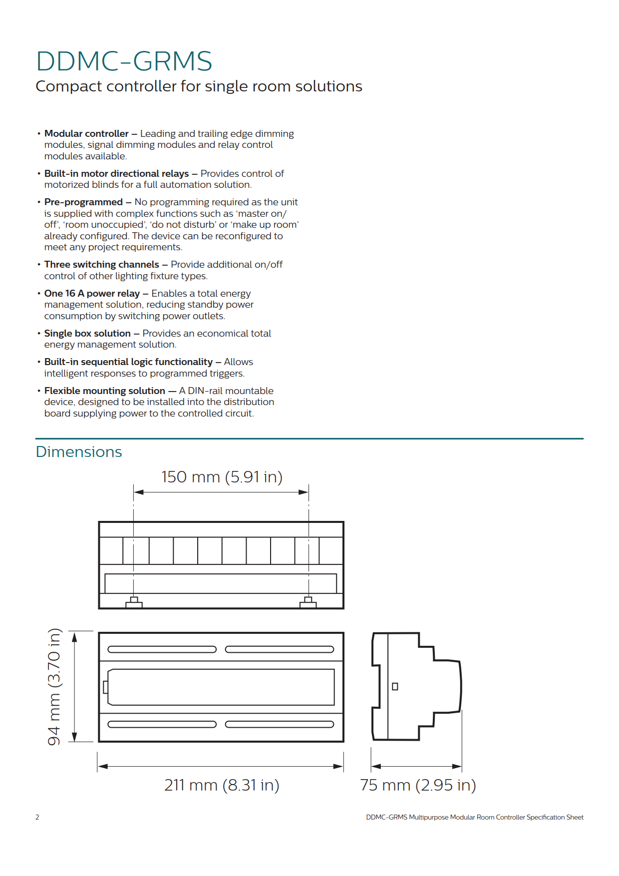Signify Dynalite PHILIPS Dynalite DDMC-GRMS Multipurpose Modular Room Controller 913703212509 Signify Dynalite PHILIPS Dynalite DDMC-GRMS Multipurpose Modular Room Controller 913703212509