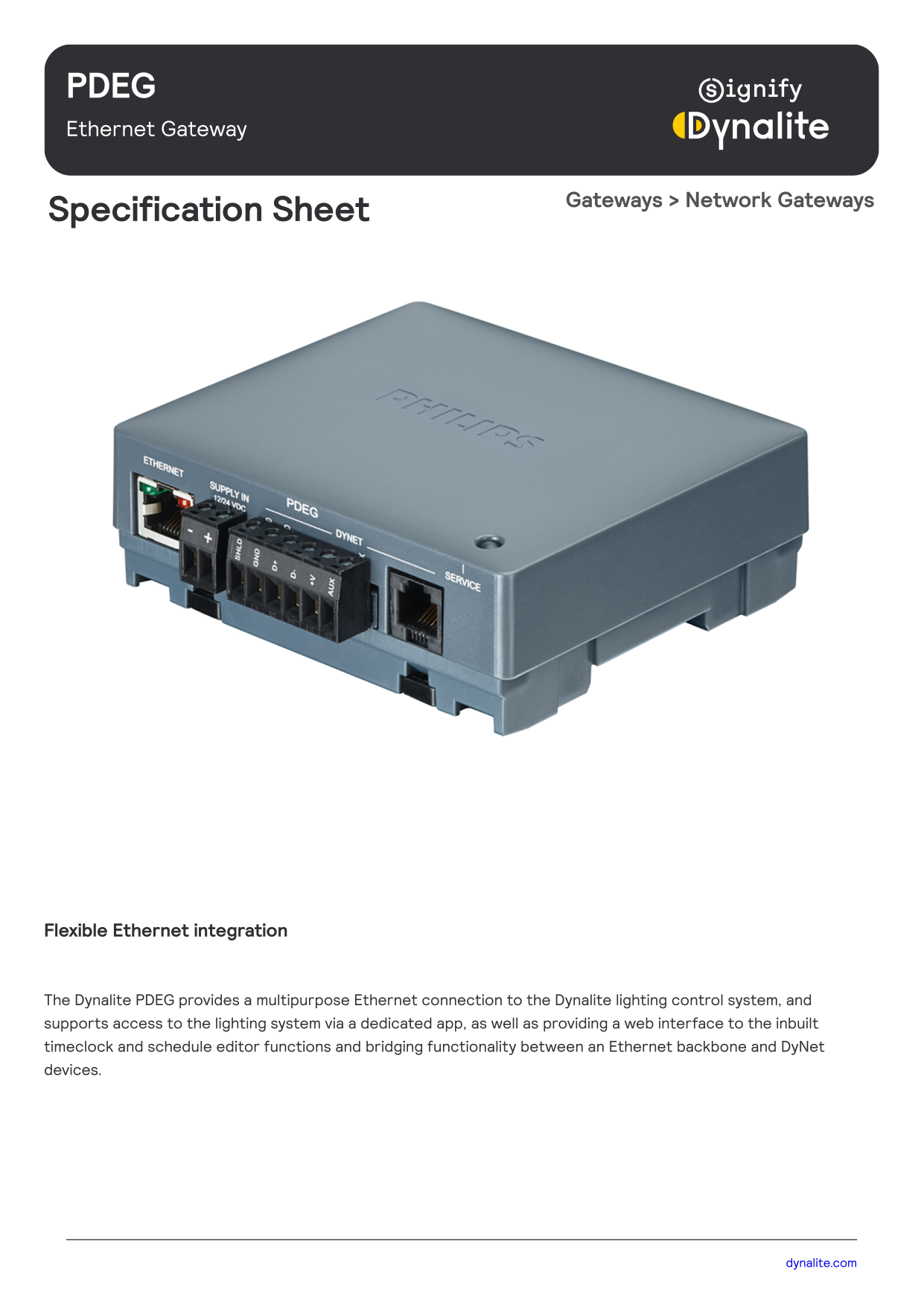 Signify Dynalite PHILIPS Dynalite PDEG Ethernet Gateway 913703013809 Signify Dynalite PHILIPS Dynalite PDEG Ethernet Gateway 913703013809