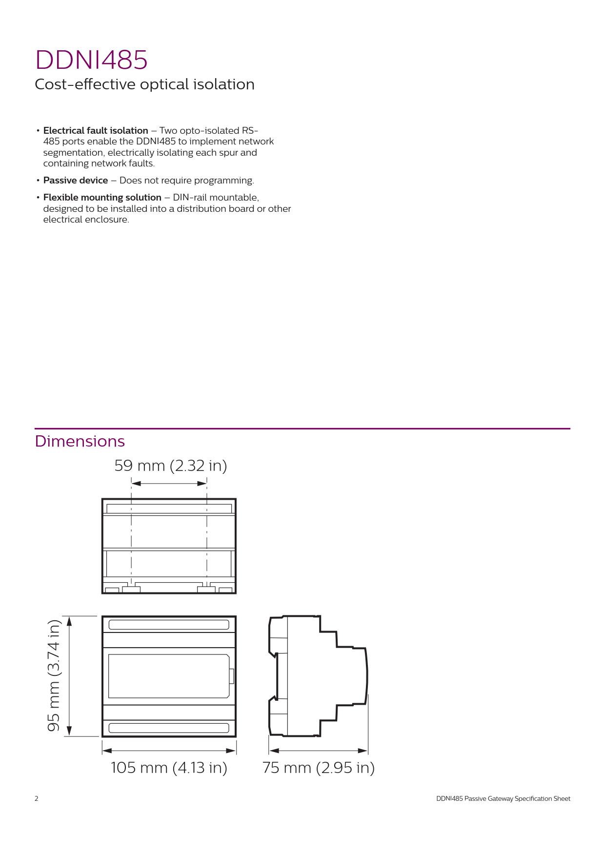 Signify Dynalite PHILIPS Dynalite DDNI485 Passive Gateway 913703081309 Signify Dynalite PHILIPS Dynalite DDNI485 Passive Gateway 913703081309