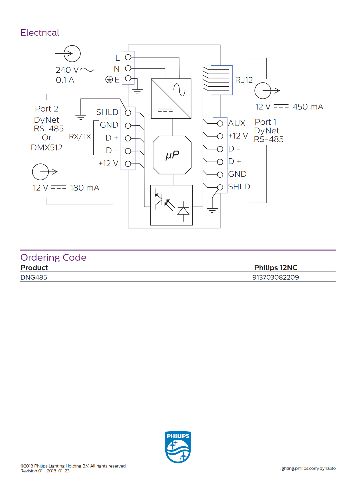 Signify Dynalite PHILIPS Dynalite DNG485 RS-485/DMX512 Gateway 913703082209 Signify Dynalite PHILIPS Dynalite DNG485 RS-485/DMX512 Gateway 913703082209
