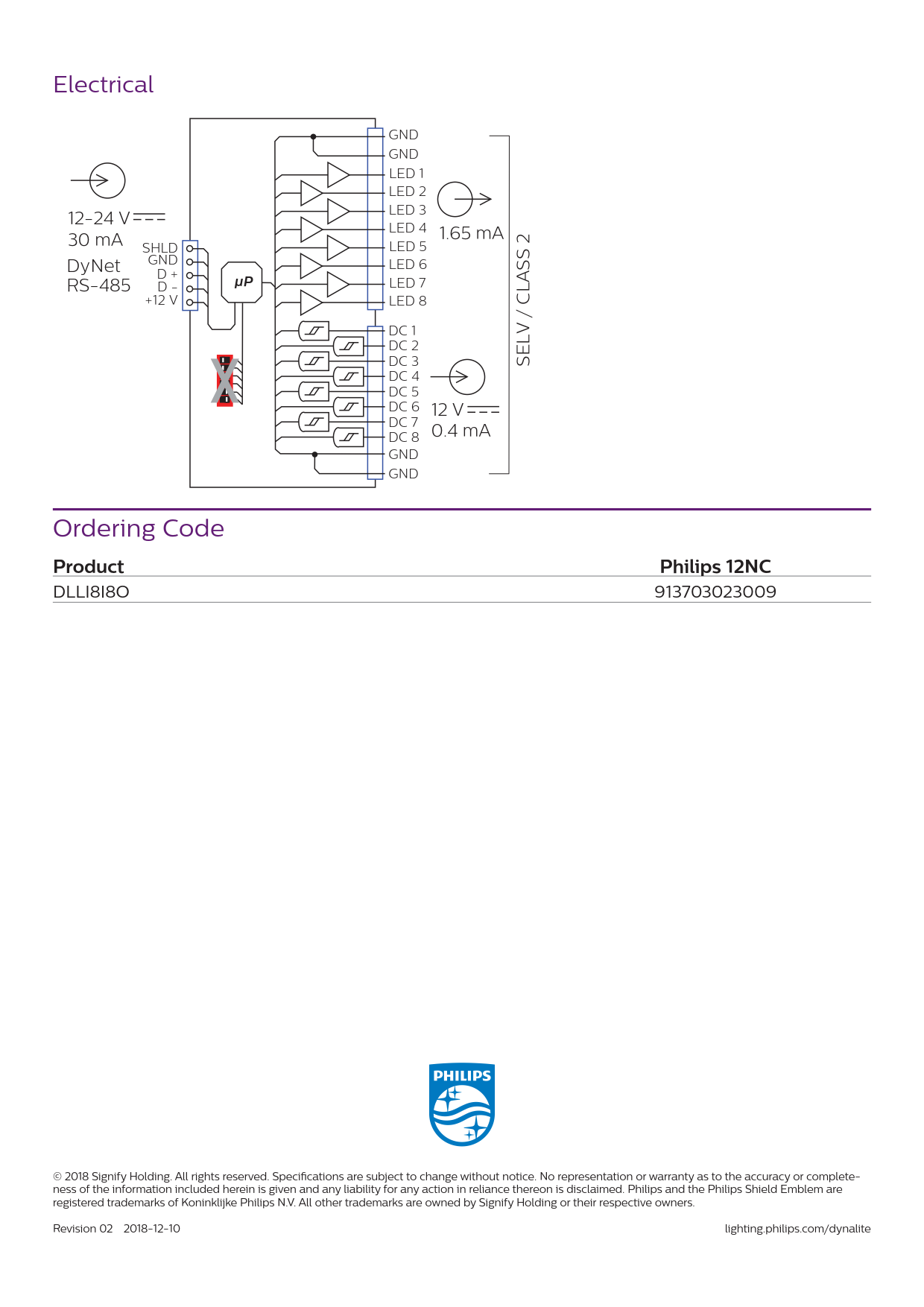 Signify Dynalite PHILIPS Dynalite DLLI8I8O Dry Contact Interface 913703023009 Signify Dynalite PHILIPS Dynalite DLLI8I8O Dry Contact Interface 913703023009