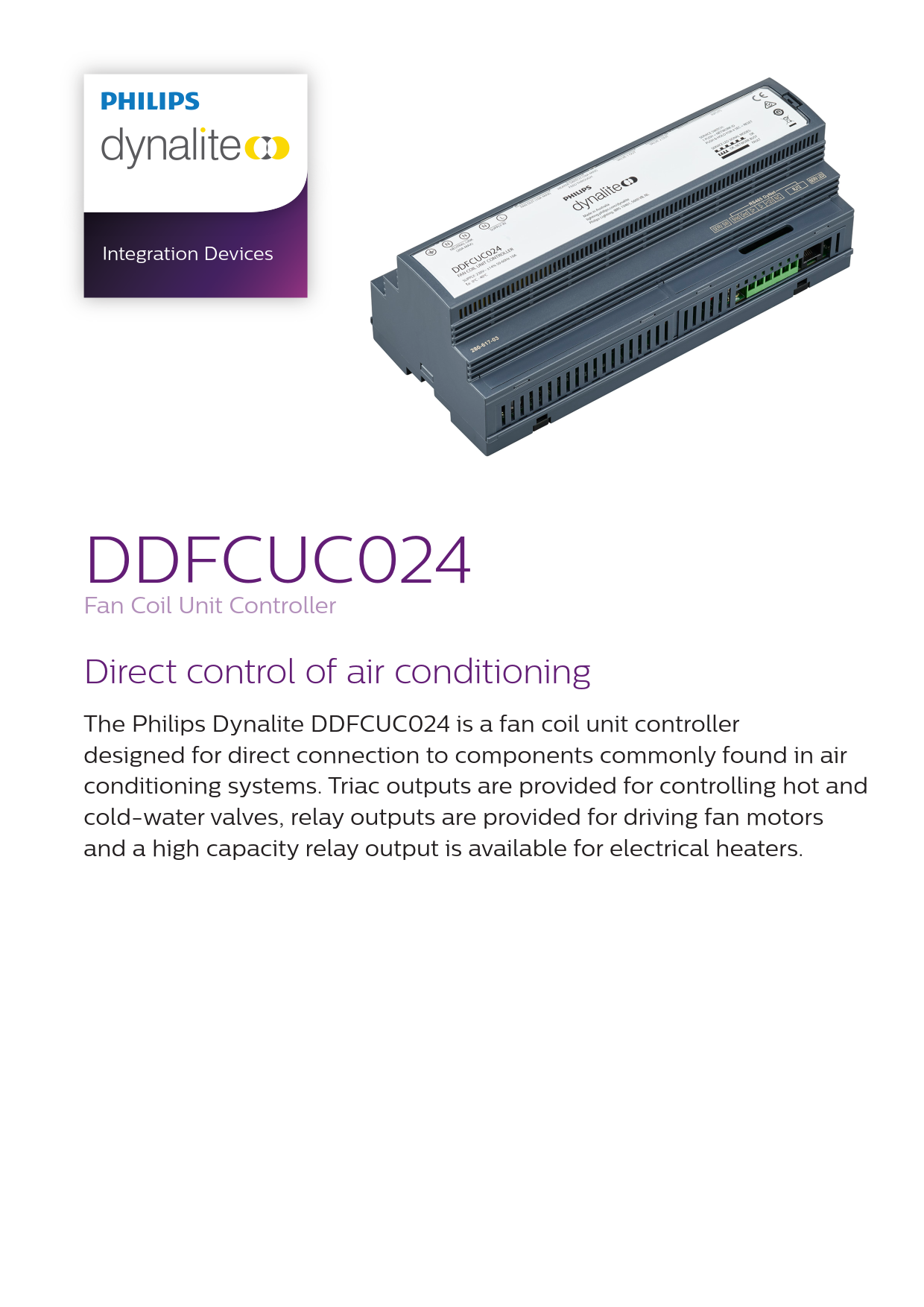 Signify Dynalite PHILIPS Dynalite DDFCUC024 Fan Coil Unit Controller 913703081009 Signify Dynalite PHILIPS Dynalite DDFCUC024 Fan Coil Unit Controller 913703081009