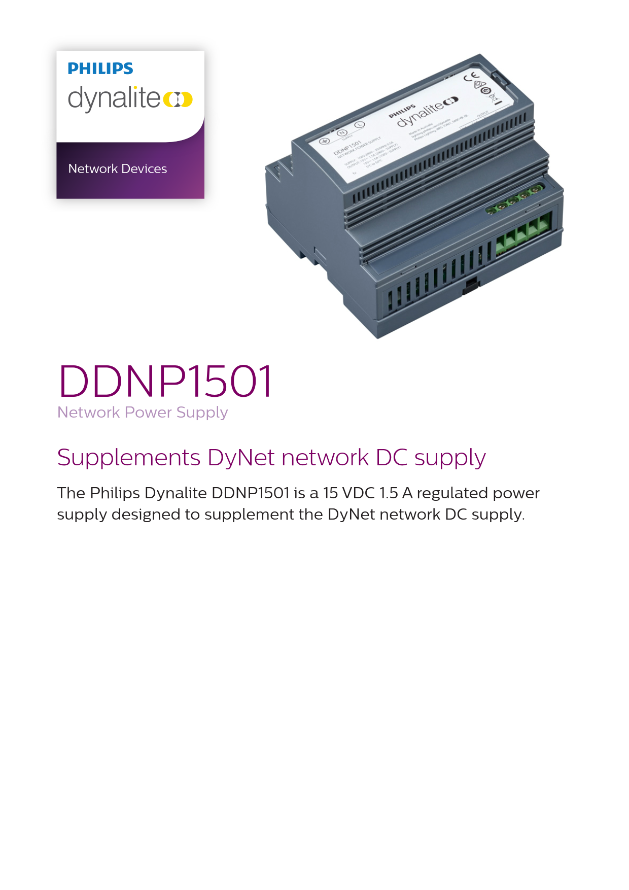 Signify Dynalite PHILIPS Dynalite DDNP1501 Network Power Supply 913703090309 Signify Dynalite PHILIPS Dynalite DDNP1501 Network Power Supply 913703090309