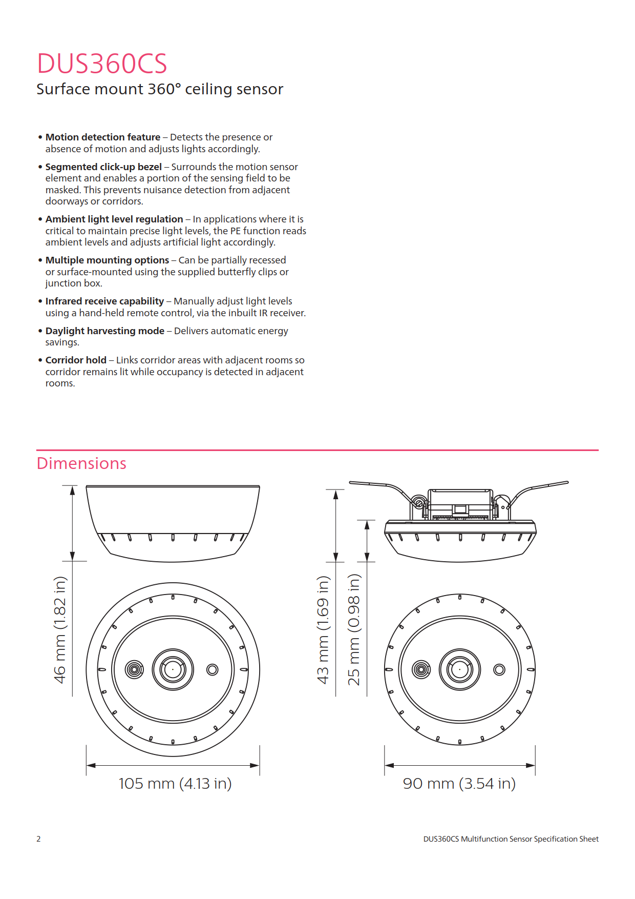 Signify Dynalite PHILIPS Dynalite DUS360CS Multifunction Sensor 913703243109 Signify Dynalite PHILIPS Dynalite DUS360CS Multifunction Sensor 913703243109
