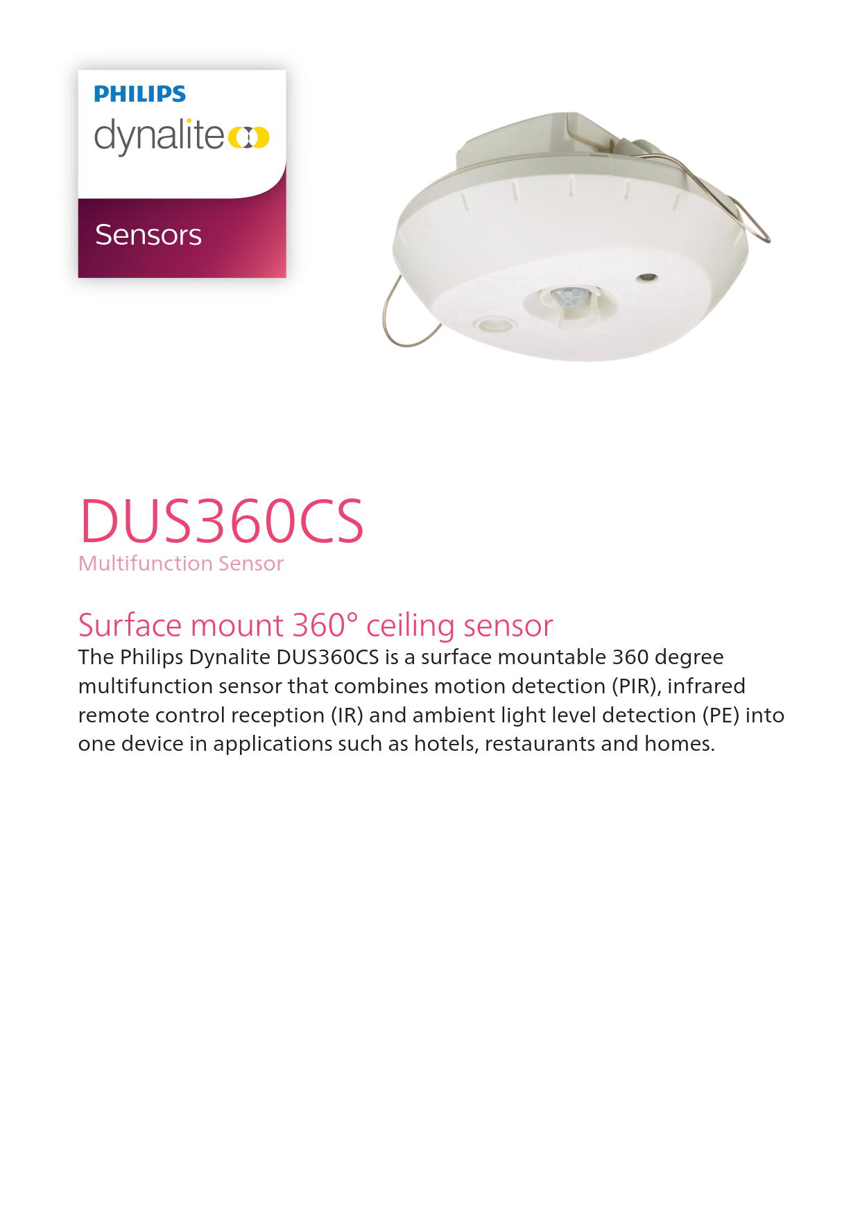 Signify Dynalite PHILIPS Dynalite DUS360CS Multifunction Sensor 913703243109 Signify Dynalite PHILIPS Dynalite DUS360CS Multifunction Sensor 913703243109