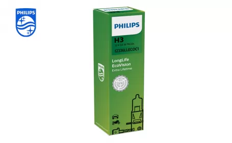 PHILIPS LongLife EcoVision car headlight bulb H3 12V 55W PK22s 12336LLECOC1 924096817101