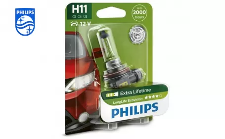 PHILIPS LongLife EcoVision car headlight bulb H11 12V 55W PGJ19-2 12362LLECOB1 924096617114