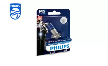 PHILIPS BlueVision Moto Headlight bulb M5 12V 35/35W 12154BVB1 P15d-25-3 867000124434