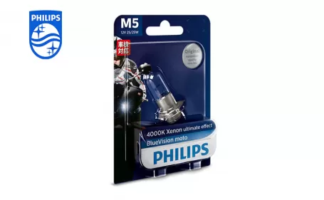 PHILIPS BlueVision Moto Headlight bulb M5 12V 25/25W 12164BVB1 P15d-25-3 867000124439